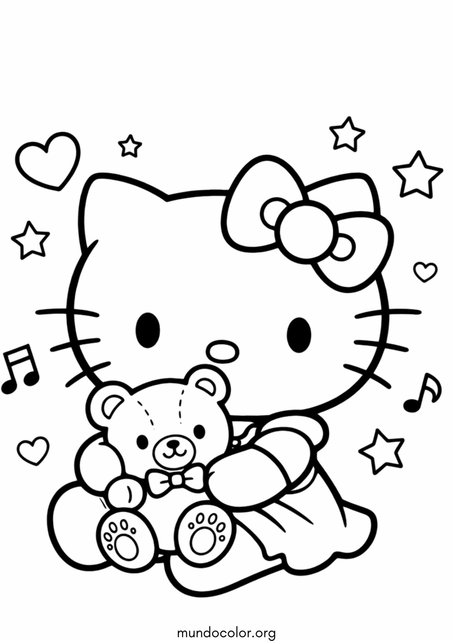 Dibujo de Hello Kitty kawaii para colorear