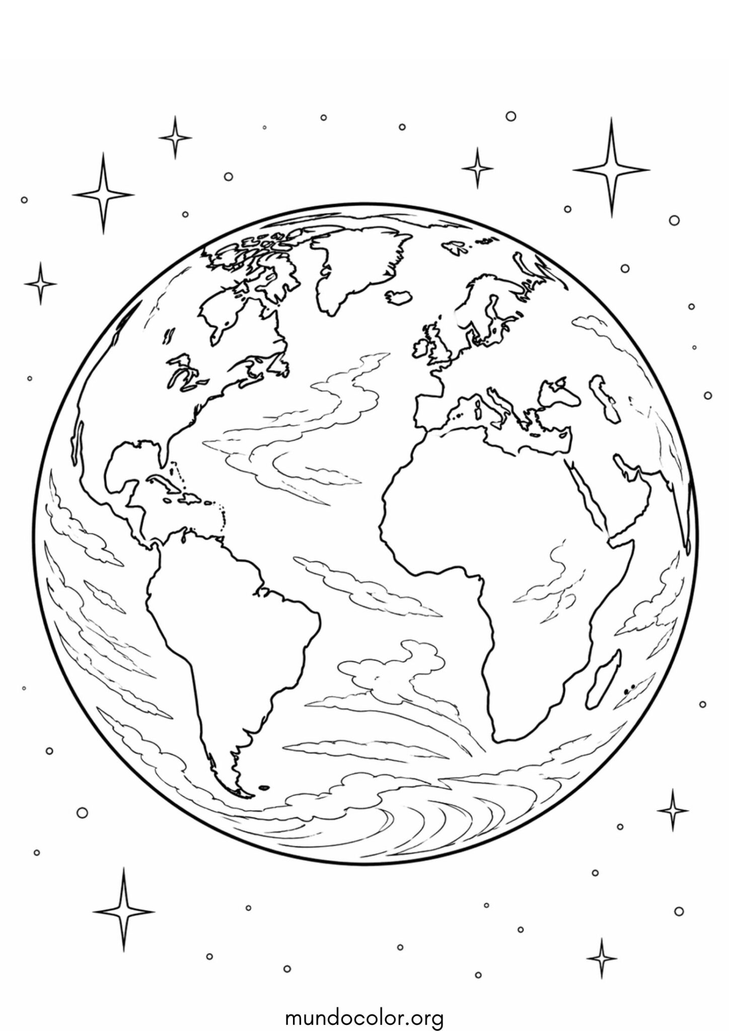 Dibujo de La Tierra desde el espacio para colorear