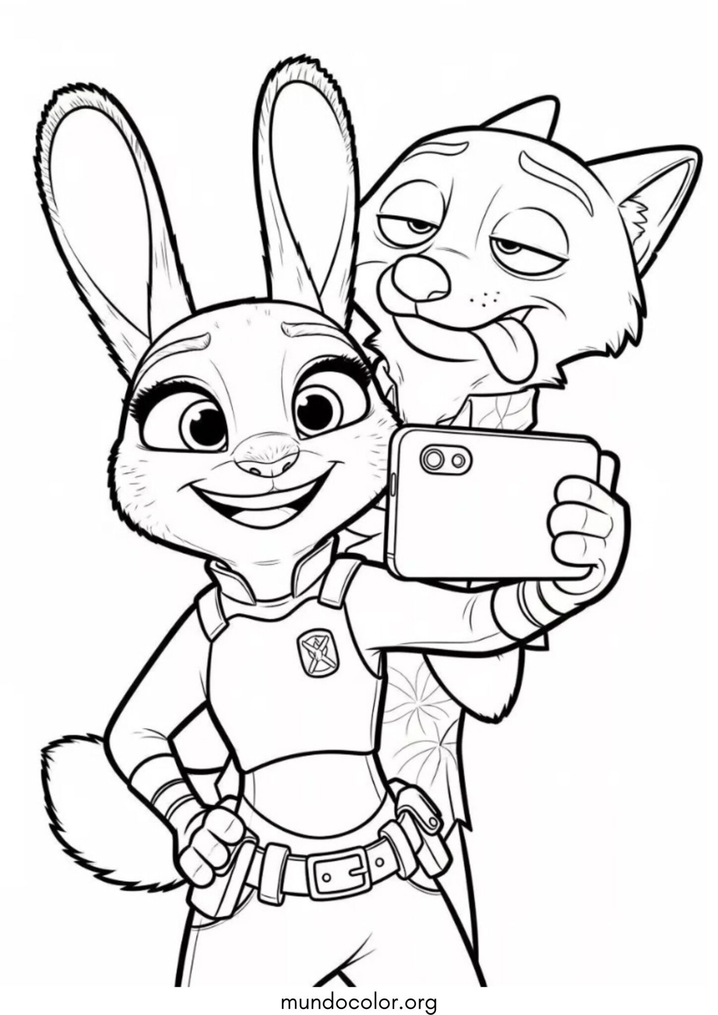 Dibujo de La coneja Judy Hopps y el zorro Nick Wilde para colorear
