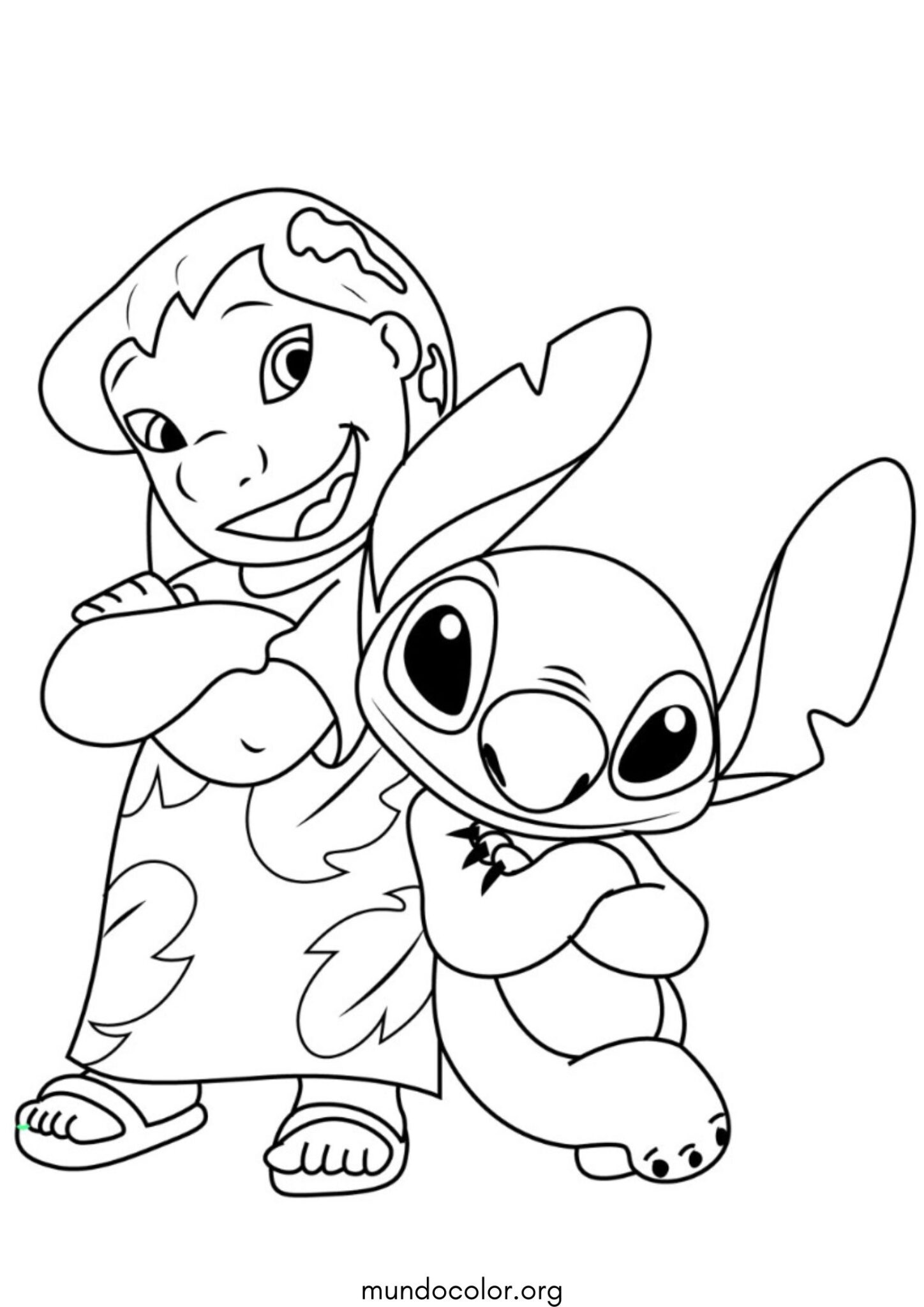 Dibujo de Lilo y Stitch amigos para colorear