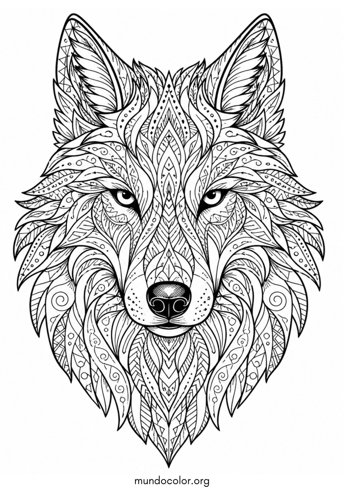 Dibujo de Lobo mandala para colorear