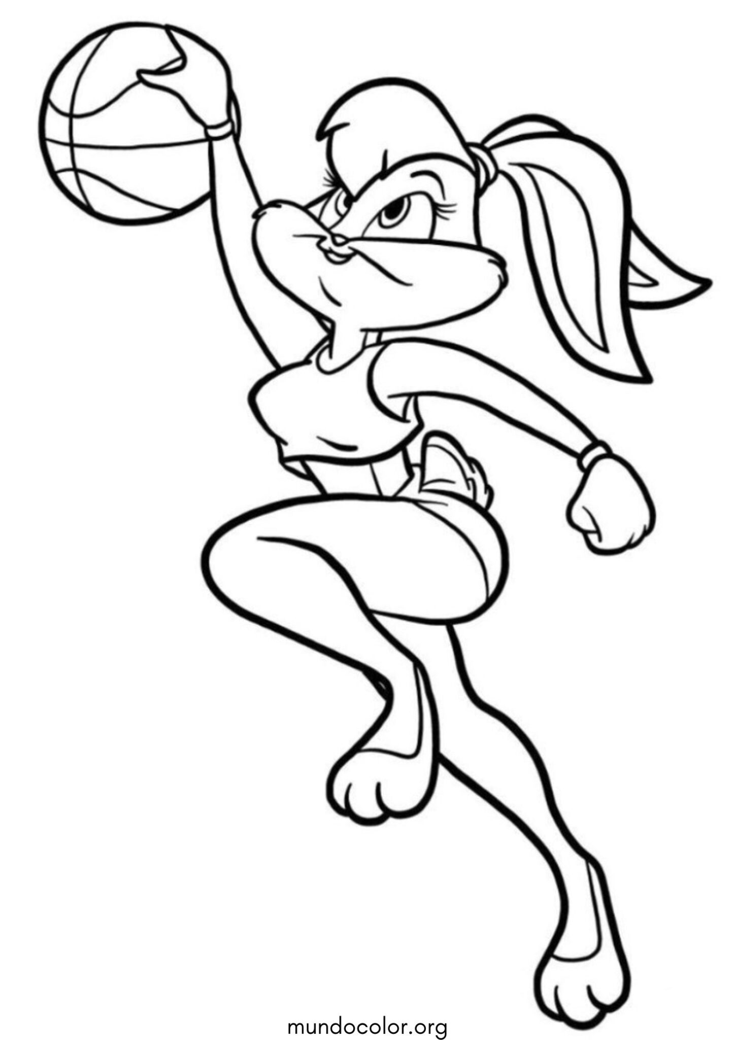 Dibujo de Lola Bunny jugando al baloncesto para colorear
