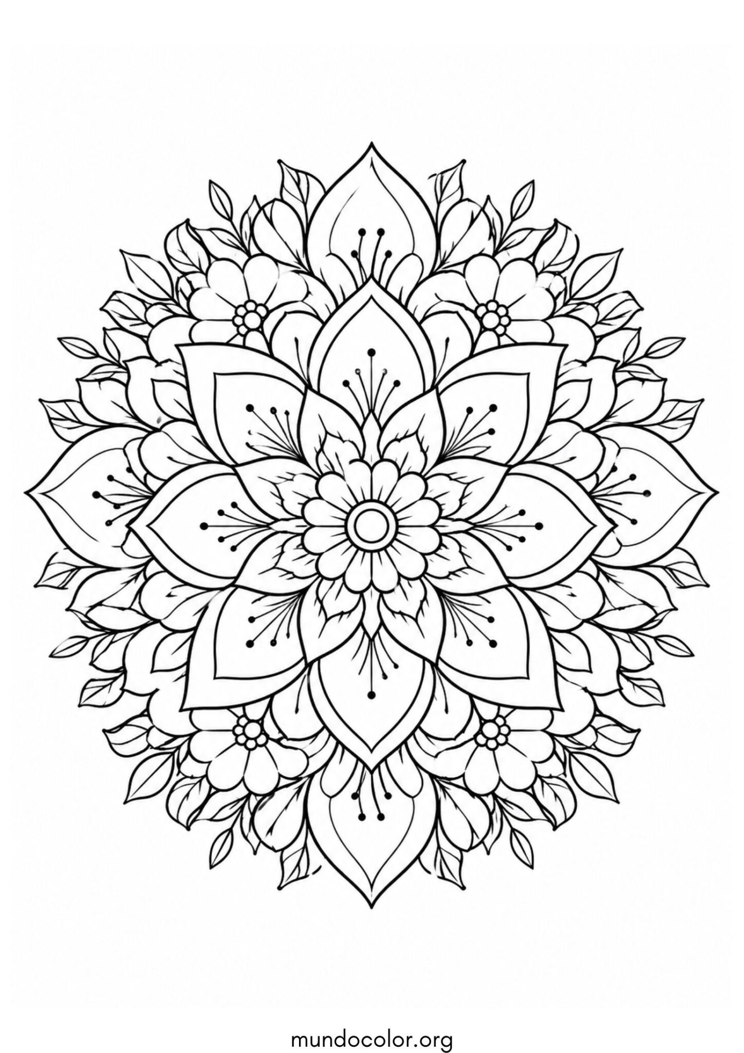 Dibujo de Mandala de flores para colorear
