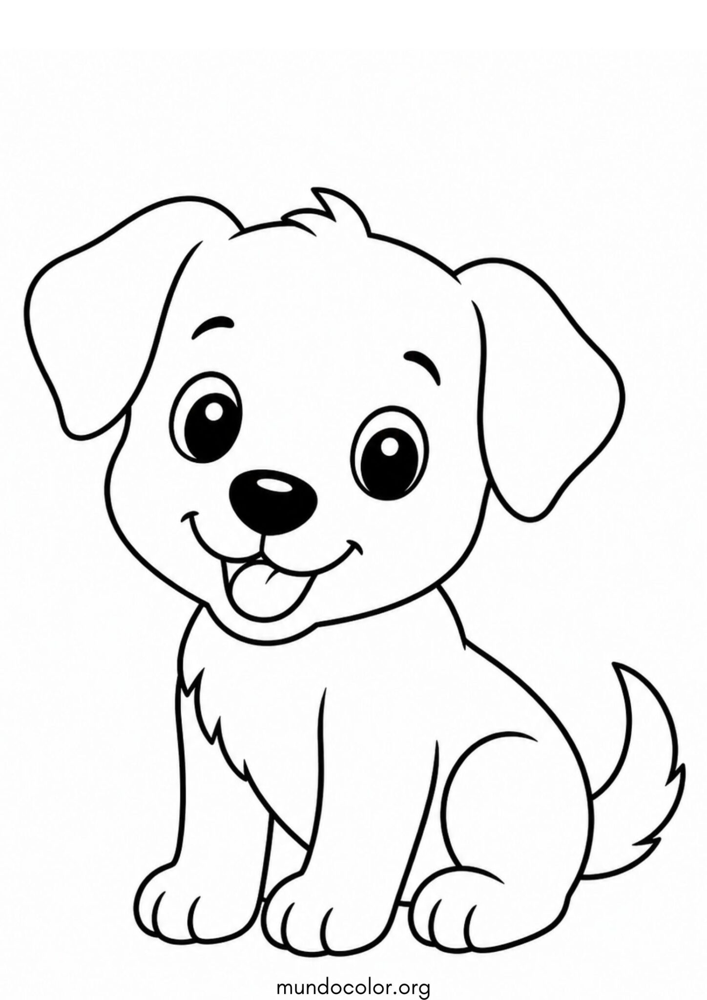 Dibujo de Perrito fácil para niños pequeños para colorear
