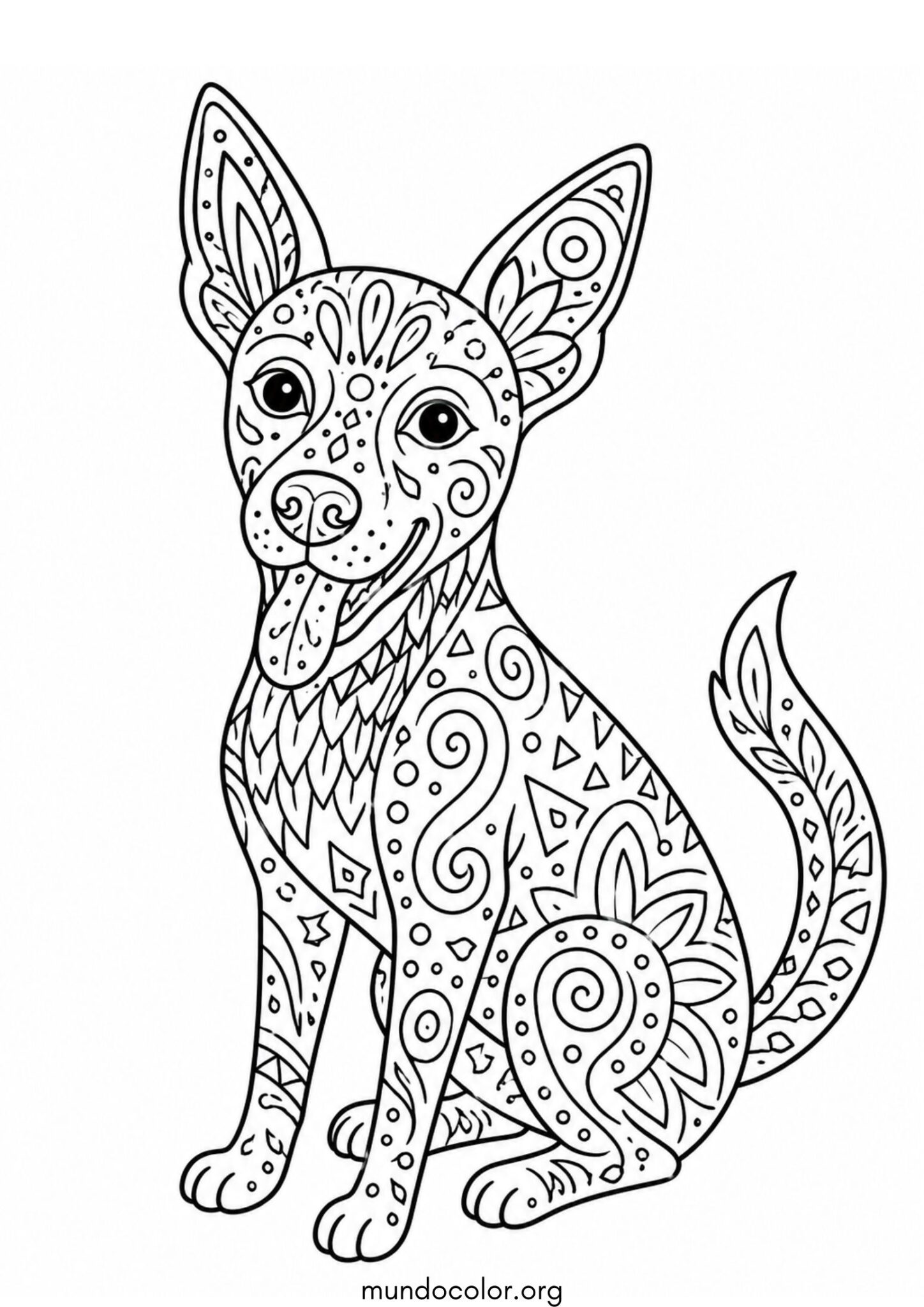 Dibujo de Perro Alebrije (Día de Muertos) para colorear
