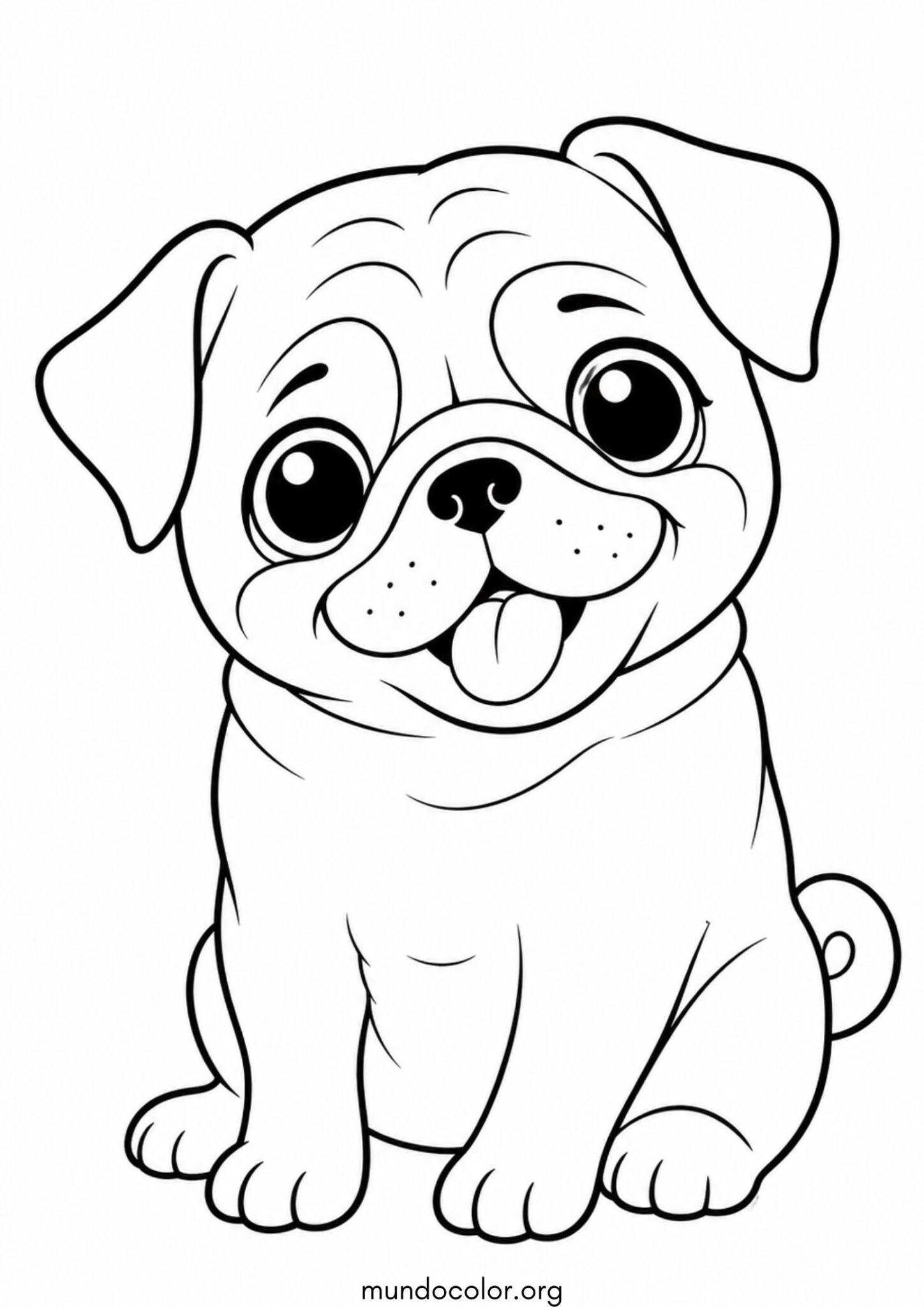 Dibujo de Perro Pug muy tierno para colorear