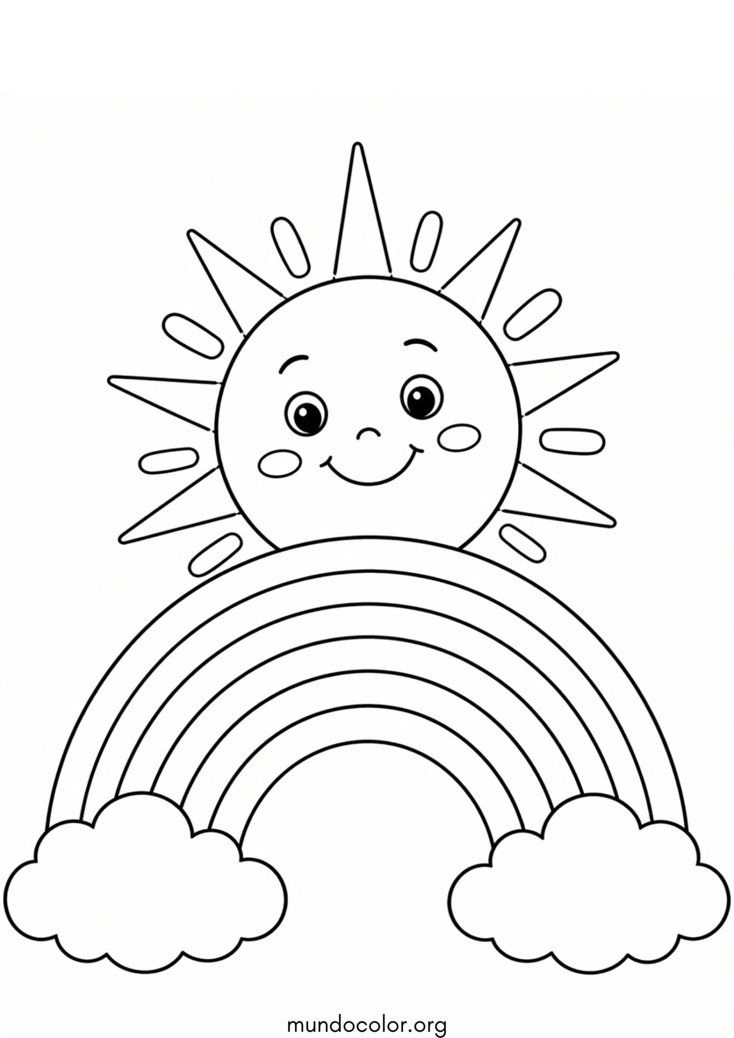 Dibujo de Sol y arcoíris para colorear