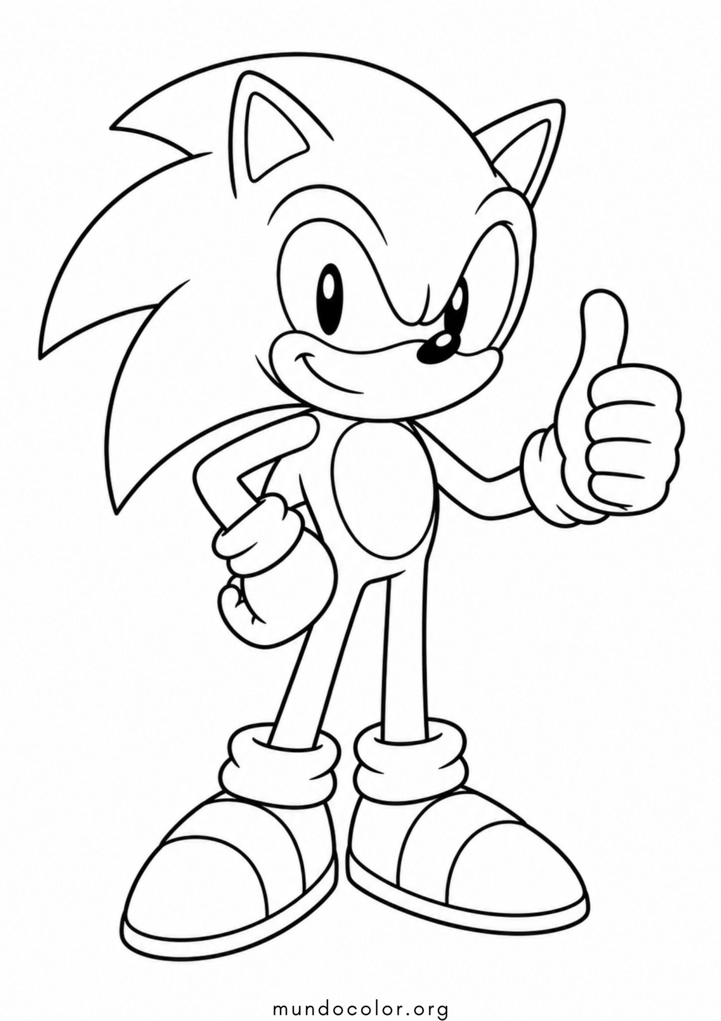 Dibujo de Sonic con el pulgar arriba para colorear