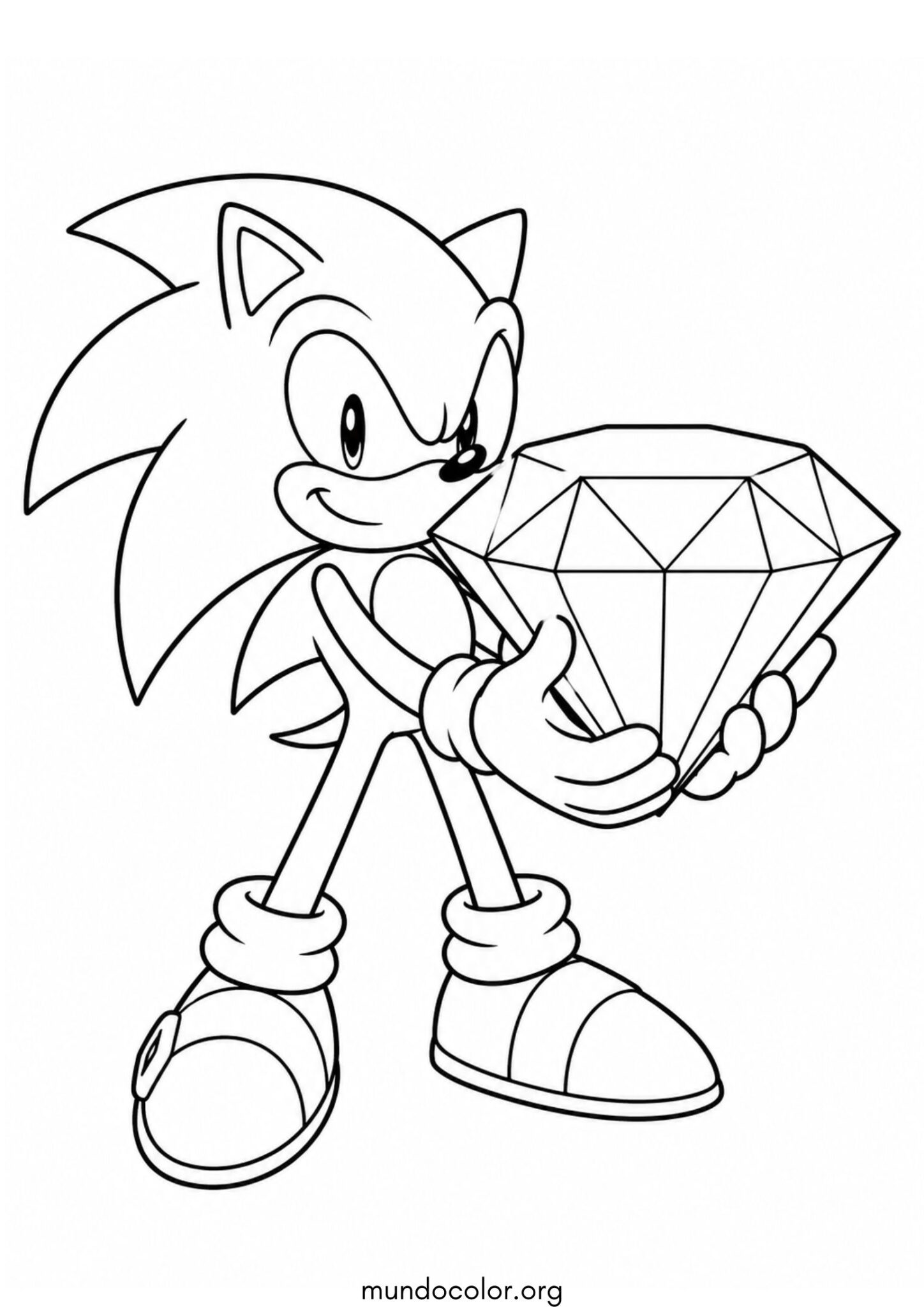 Dibujo de Sonic con un diamante gigante para colorear
