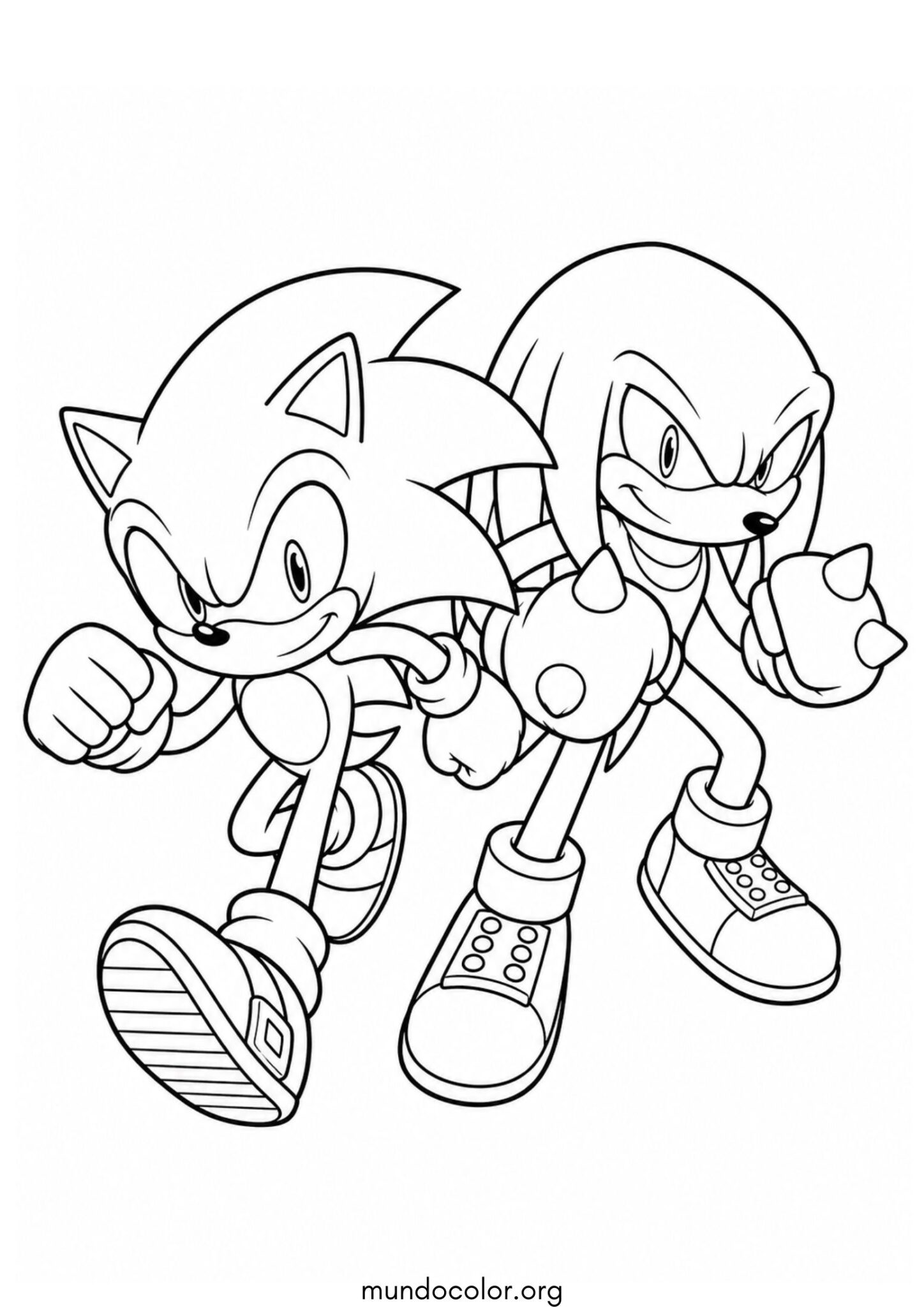 Dibujo de Sonic el Erizo y Knuckles el Equidna para colorear