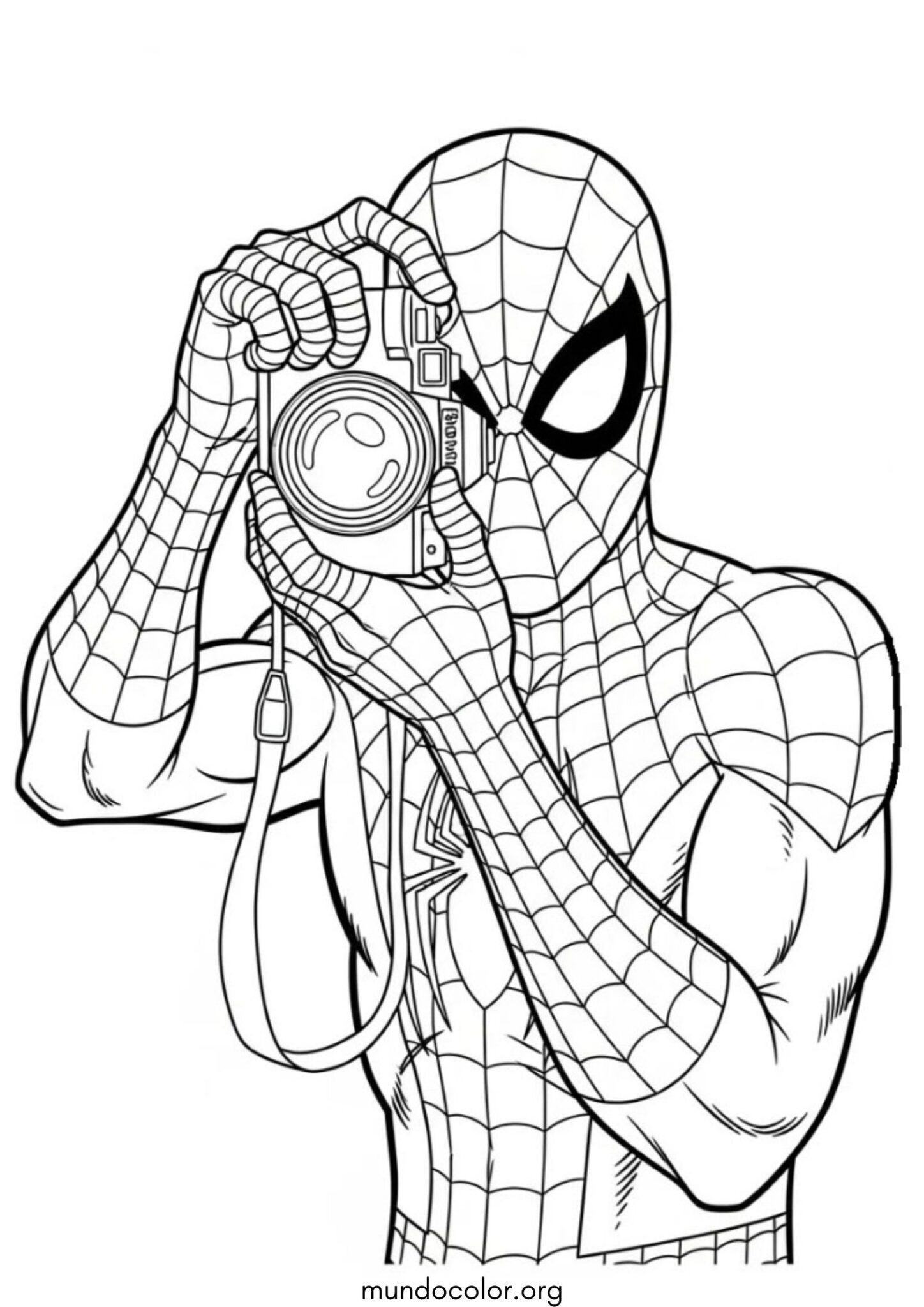 Dibujo de Spider-Man con cámara de fotos para colorear