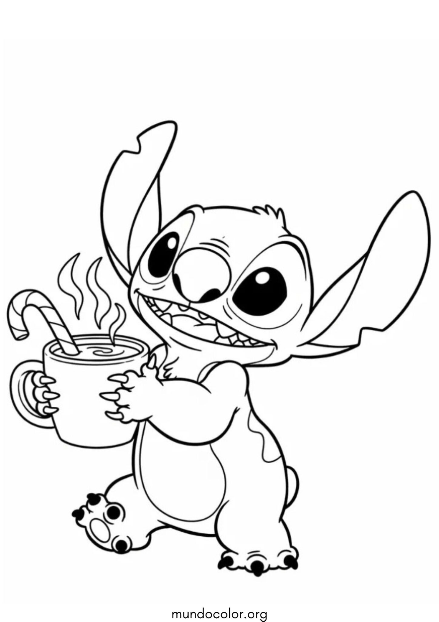 Dibujo de Stitch con chocolate caliente para colorear