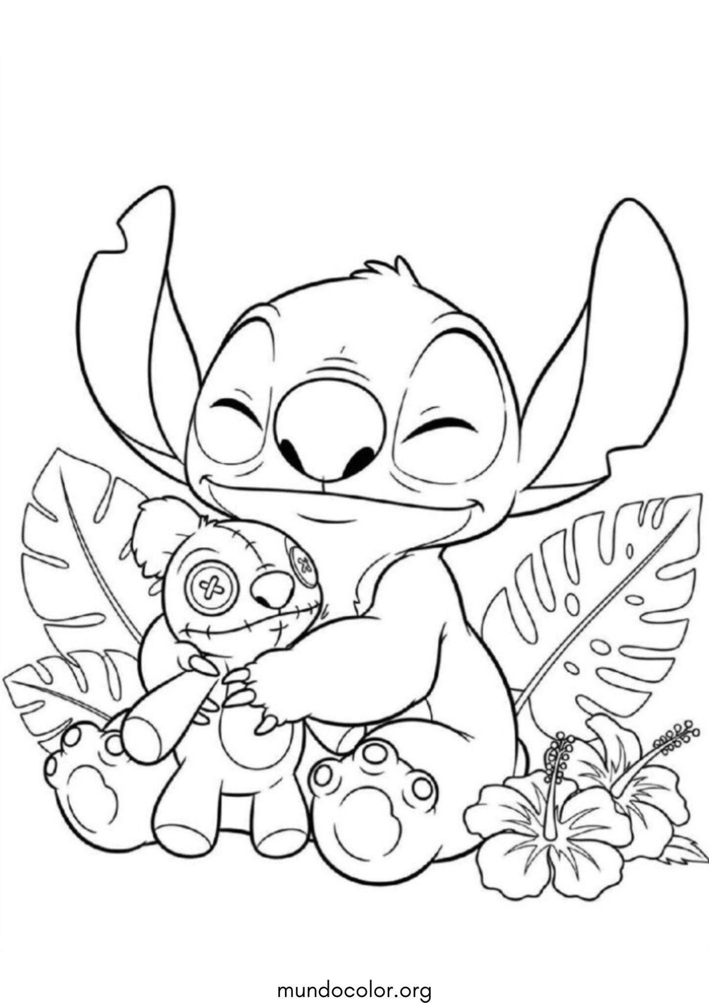 Dibujo de Stitch con un juguete para colorear