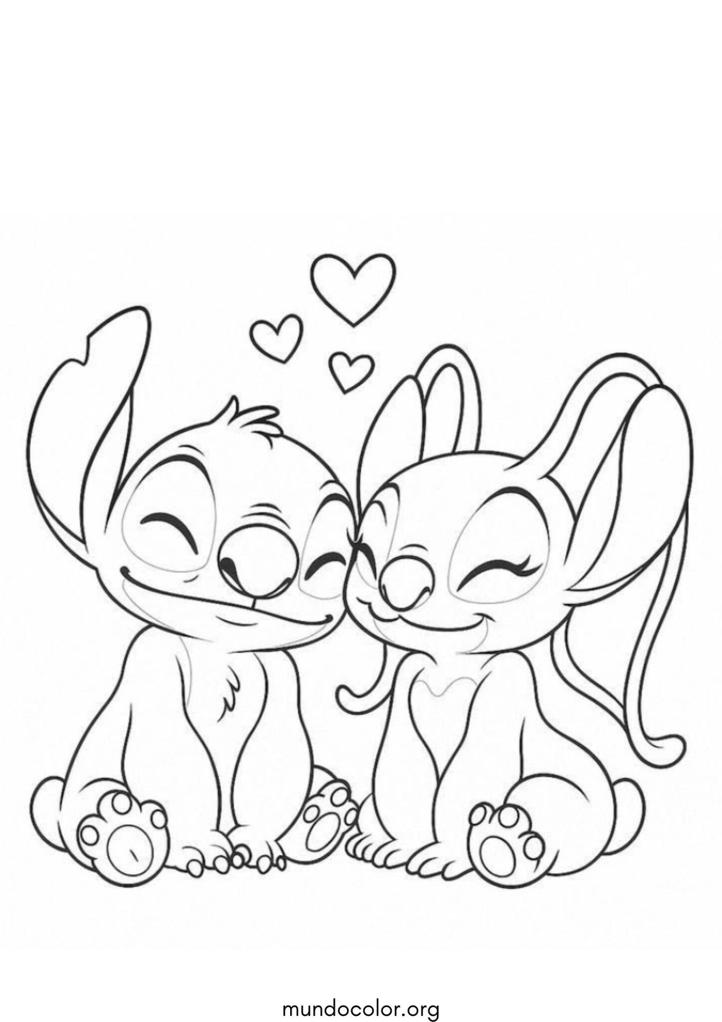 Dibujo de Stitch y Angel para colorear