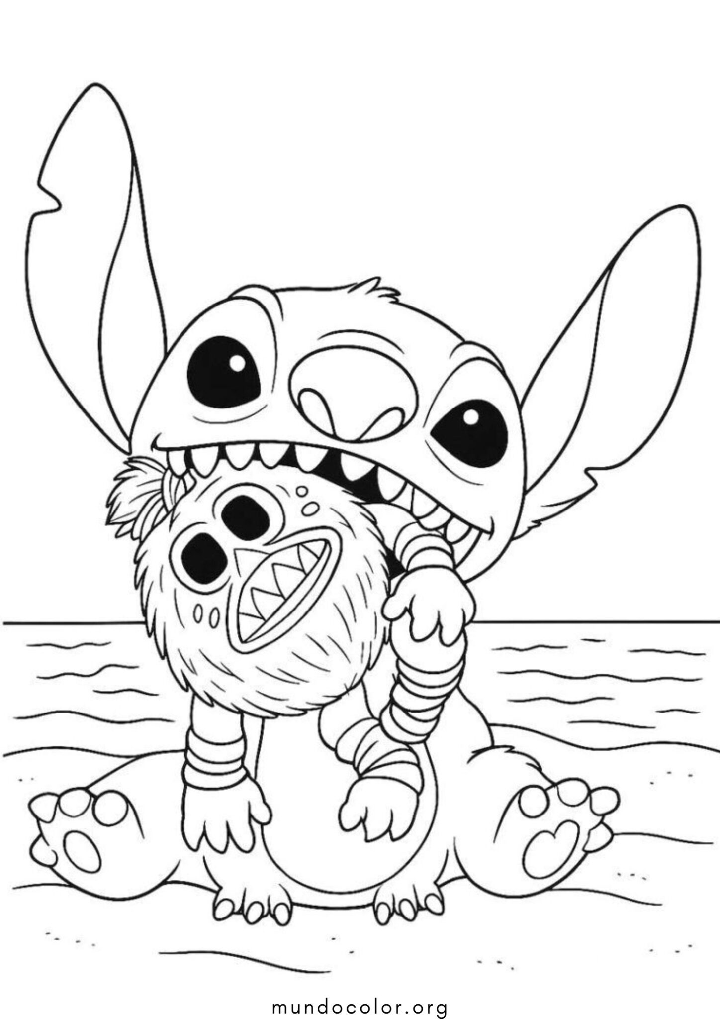 Dibujo de Stitch y la muñeca Scrump para colorear