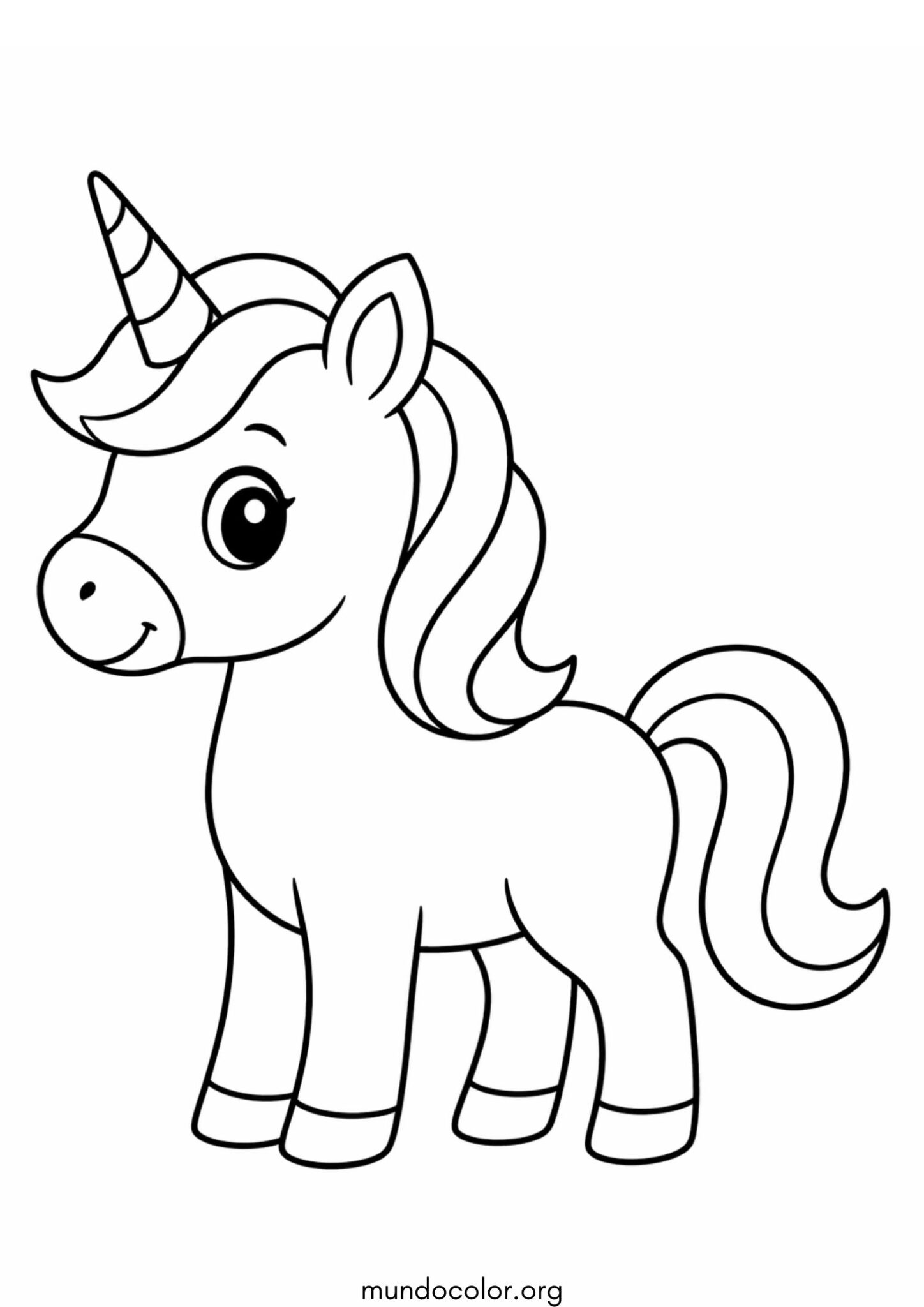 Dibujo de Unicornio fácil para niños pequeños para colorear