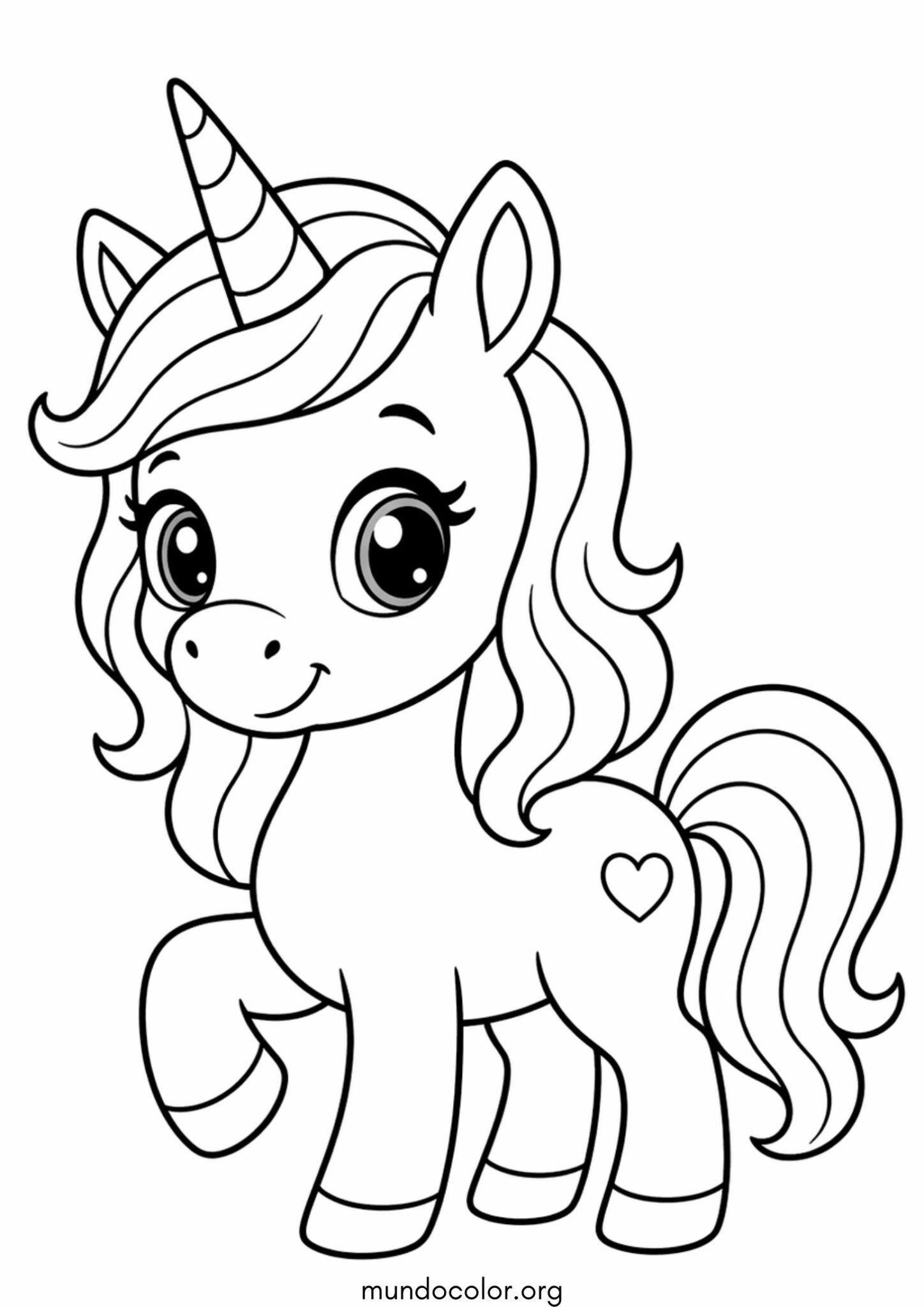 Dibujo de Unicornio kawaii para colorear