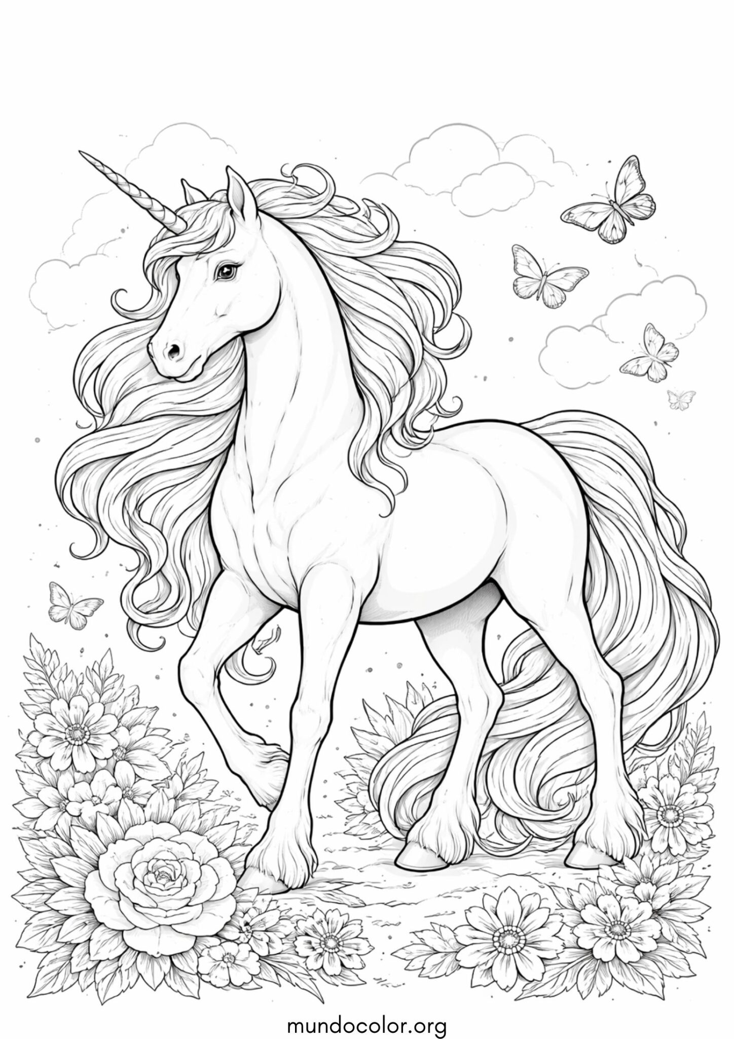 Dibujo de Unicornio realista para colorear