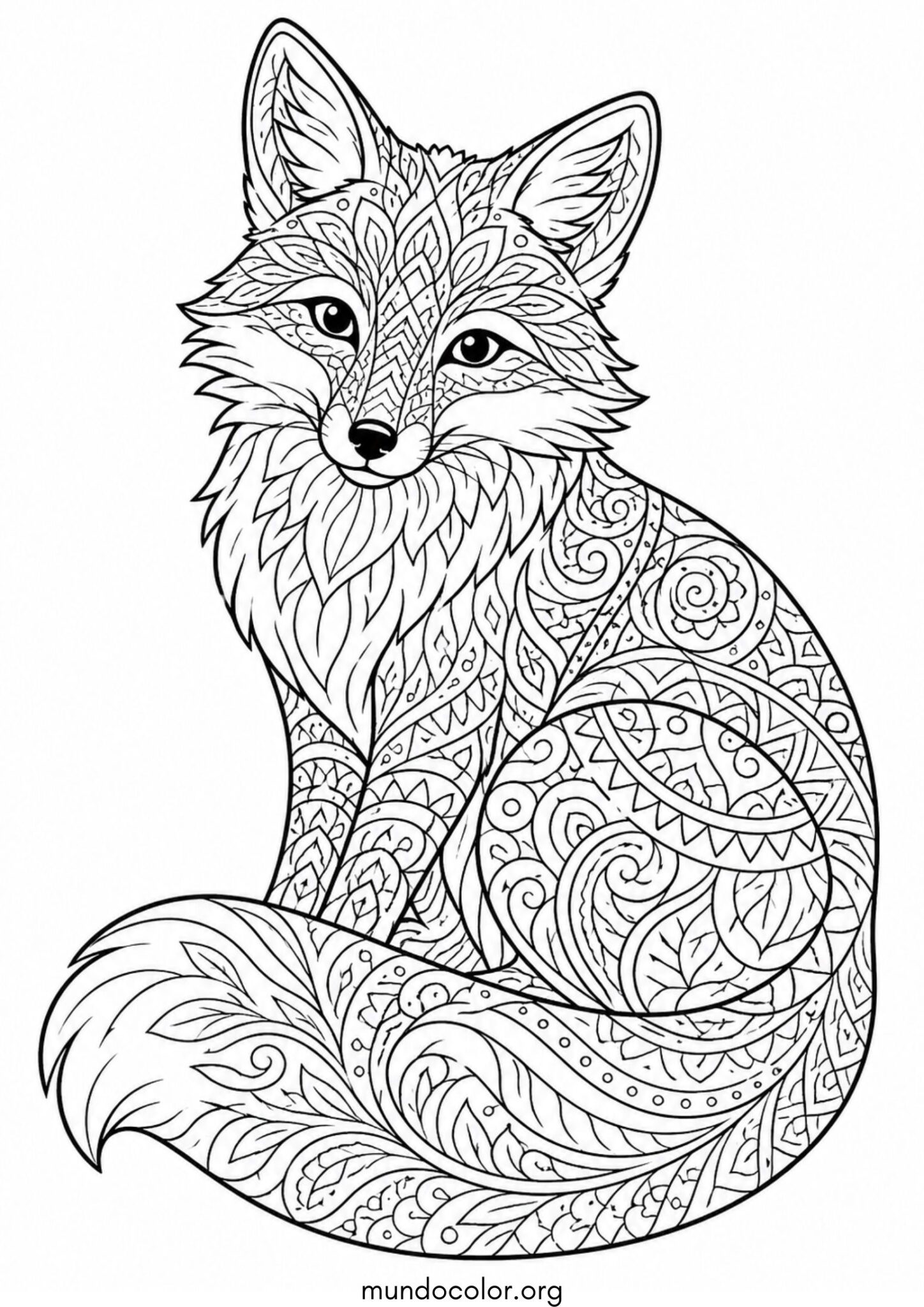 Dibujo de Zorro mandala para colorear