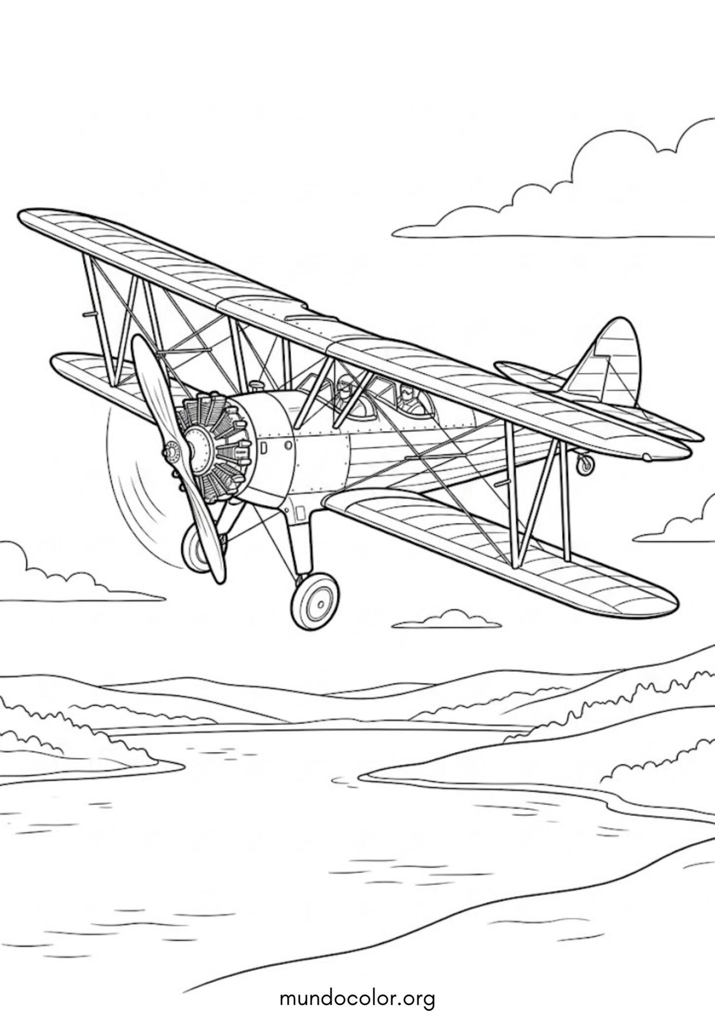 Dibujo de Avión antiguo para colorear