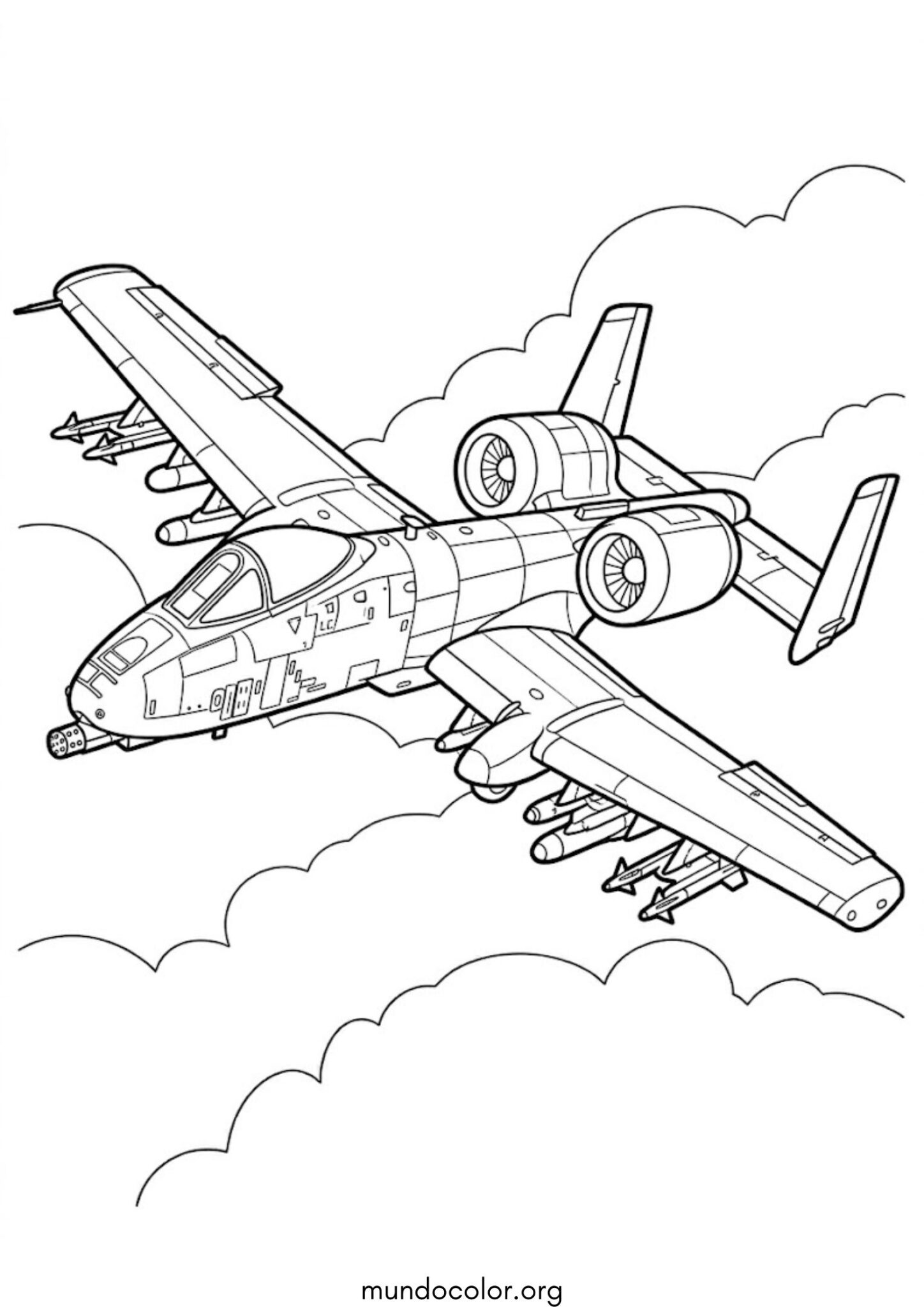 Dibujo de Avión de ataque para colorear