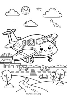Avión kawaii con ojos