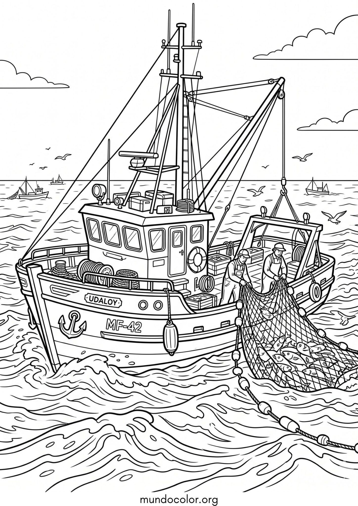 Dibujo de Barco de pesca para imprimir Dibujo de Barco de pesca para colorear