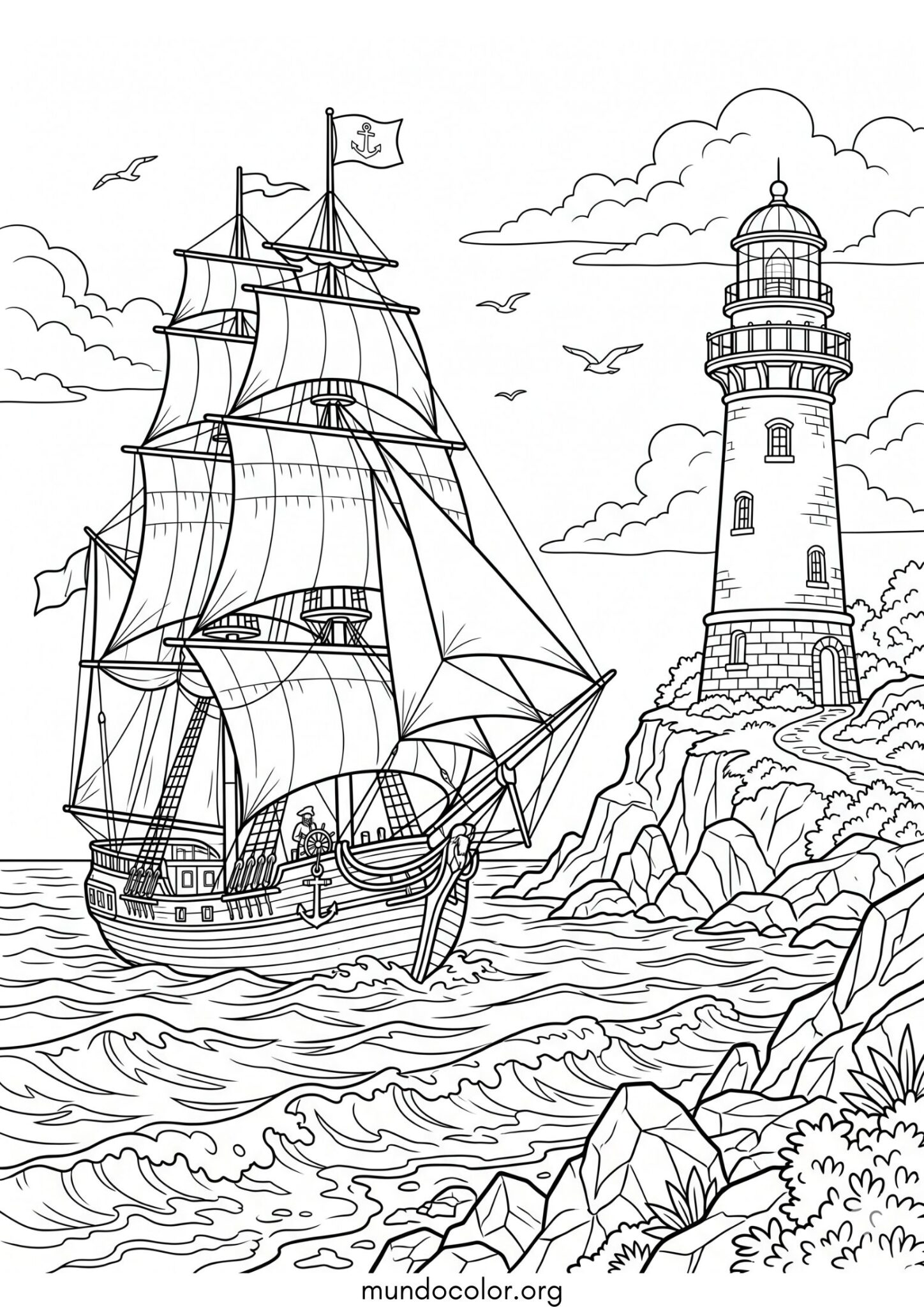 Dibujo de Barco de vela para imprimir Dibujo de Barco de vela para colorear