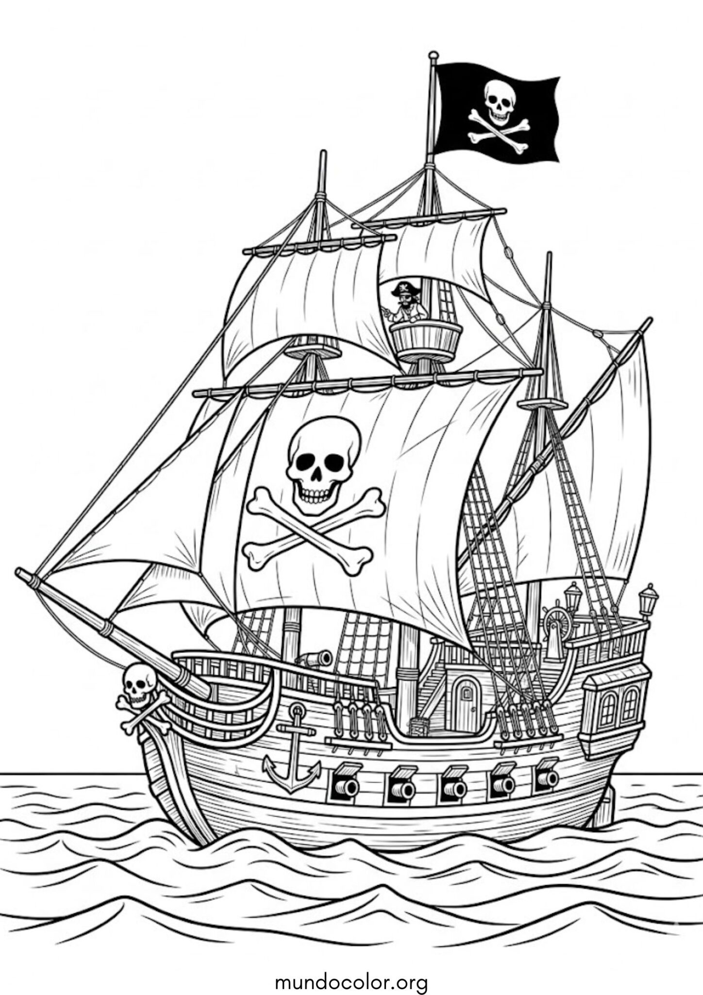 Dibujo de Barco pirata para imprimir Dibujo de Barco pirata para colorear