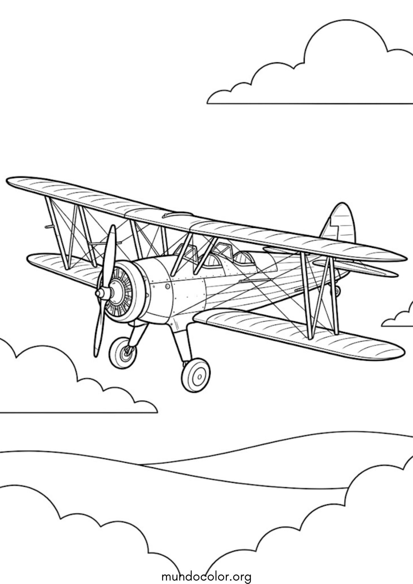 Dibujo de Biplano para colorear