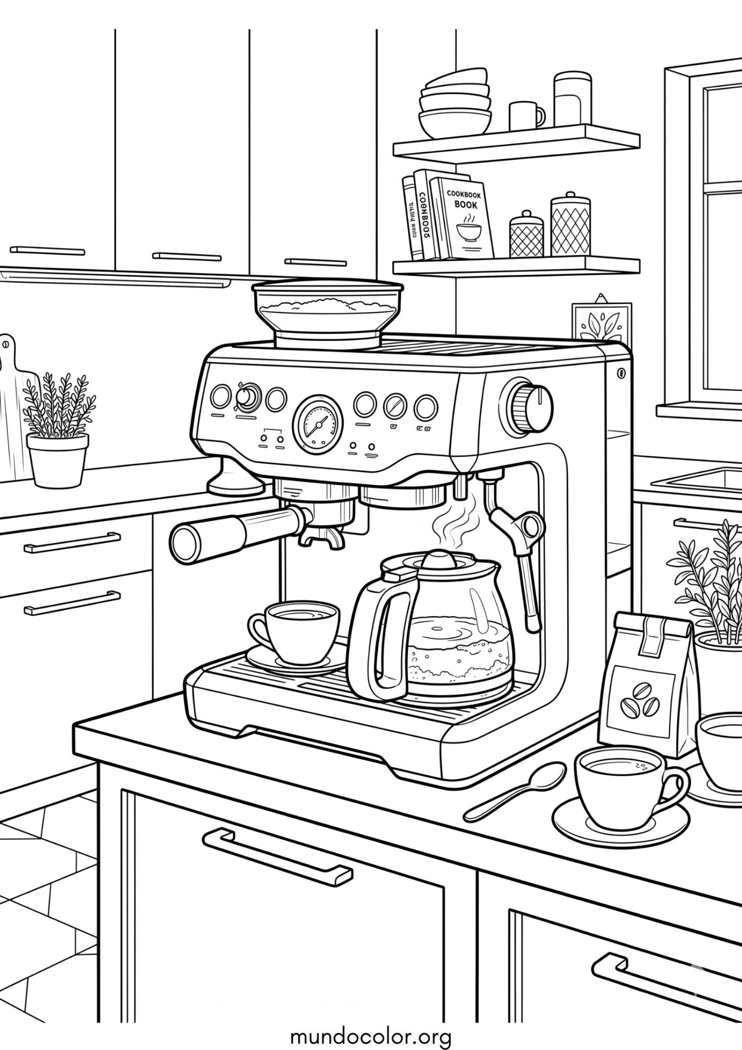 Dibujo de Cafetera para colorear