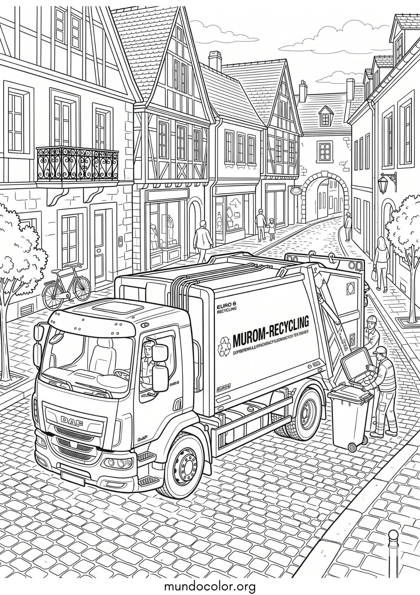 Dibujo de Camión de basura para colorear