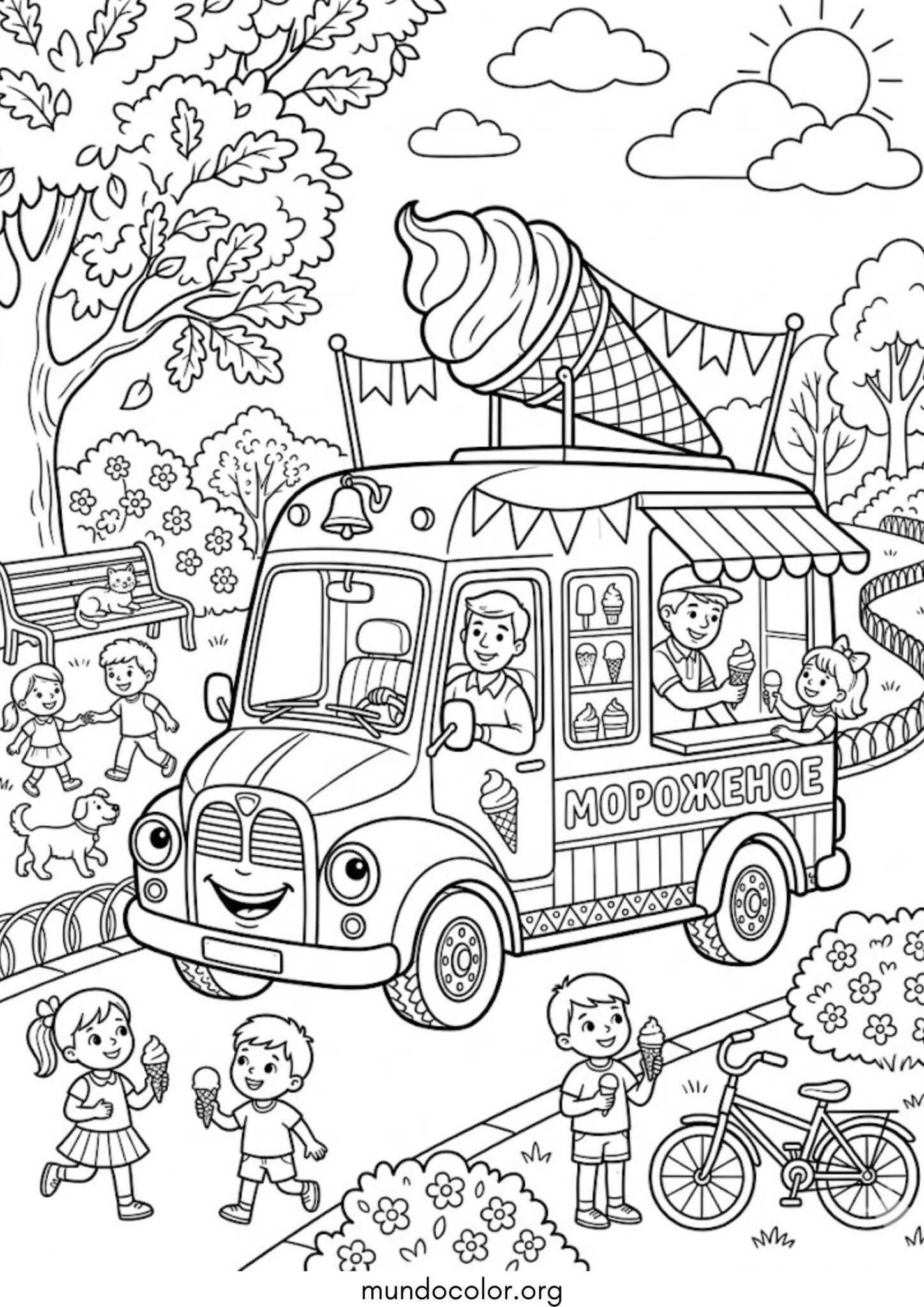Dibujo de Camión de helados para colorear