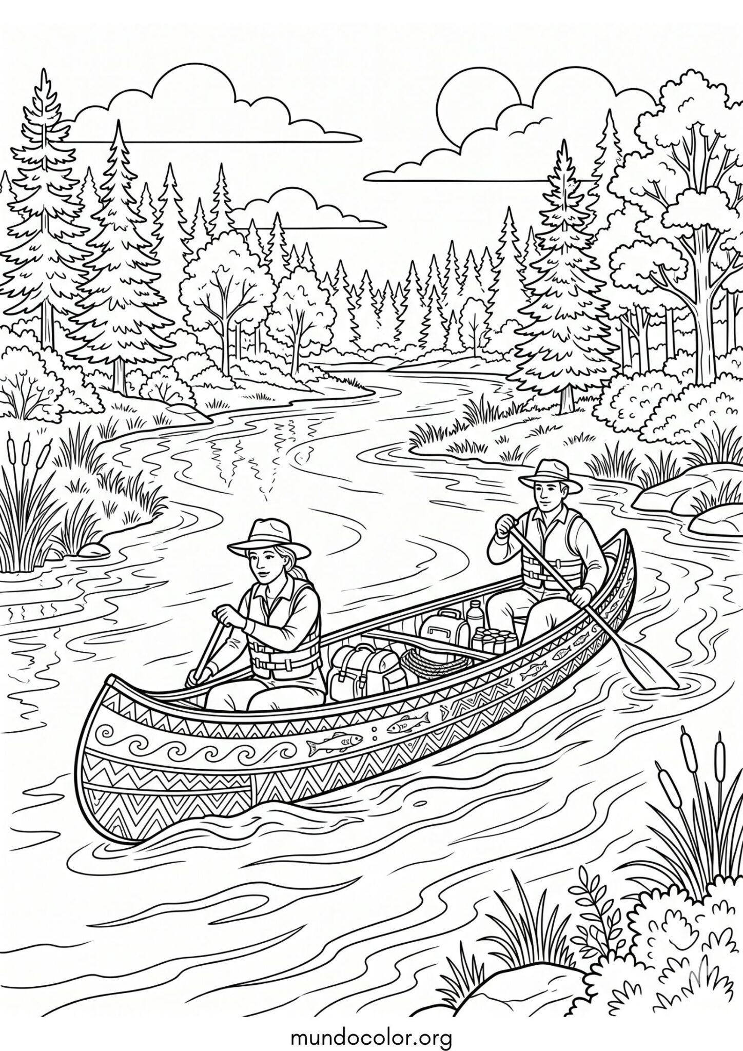 Dibujo de Canoa para imprimir Dibujo de Canoa para colorear