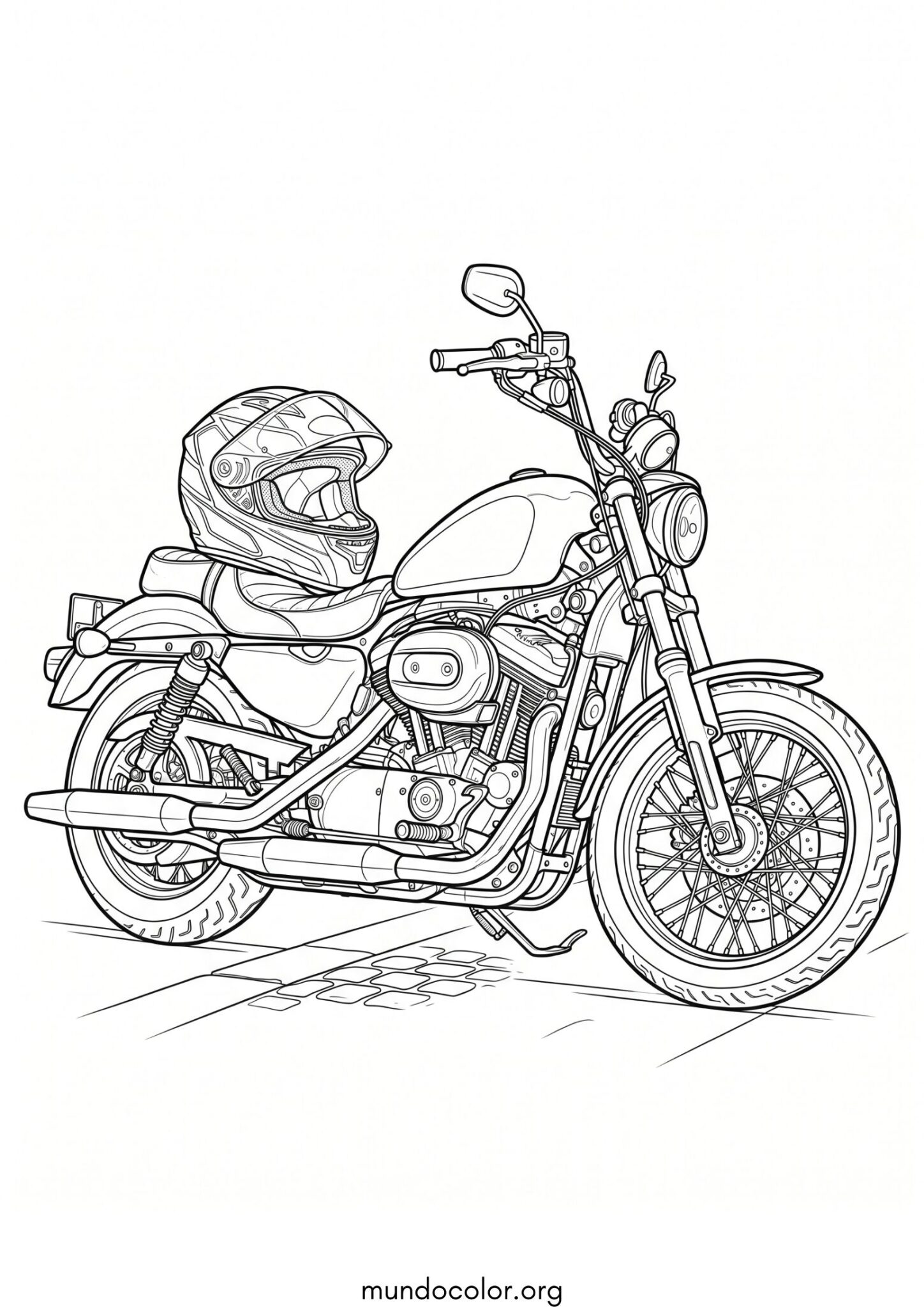Dibujo de Casco de moto para colorear