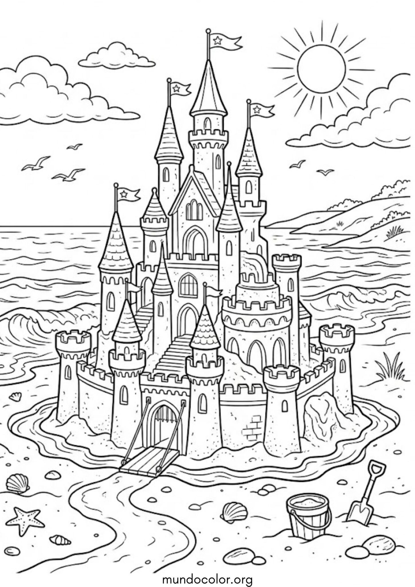 Dibujo de Castillo de arena para colorear