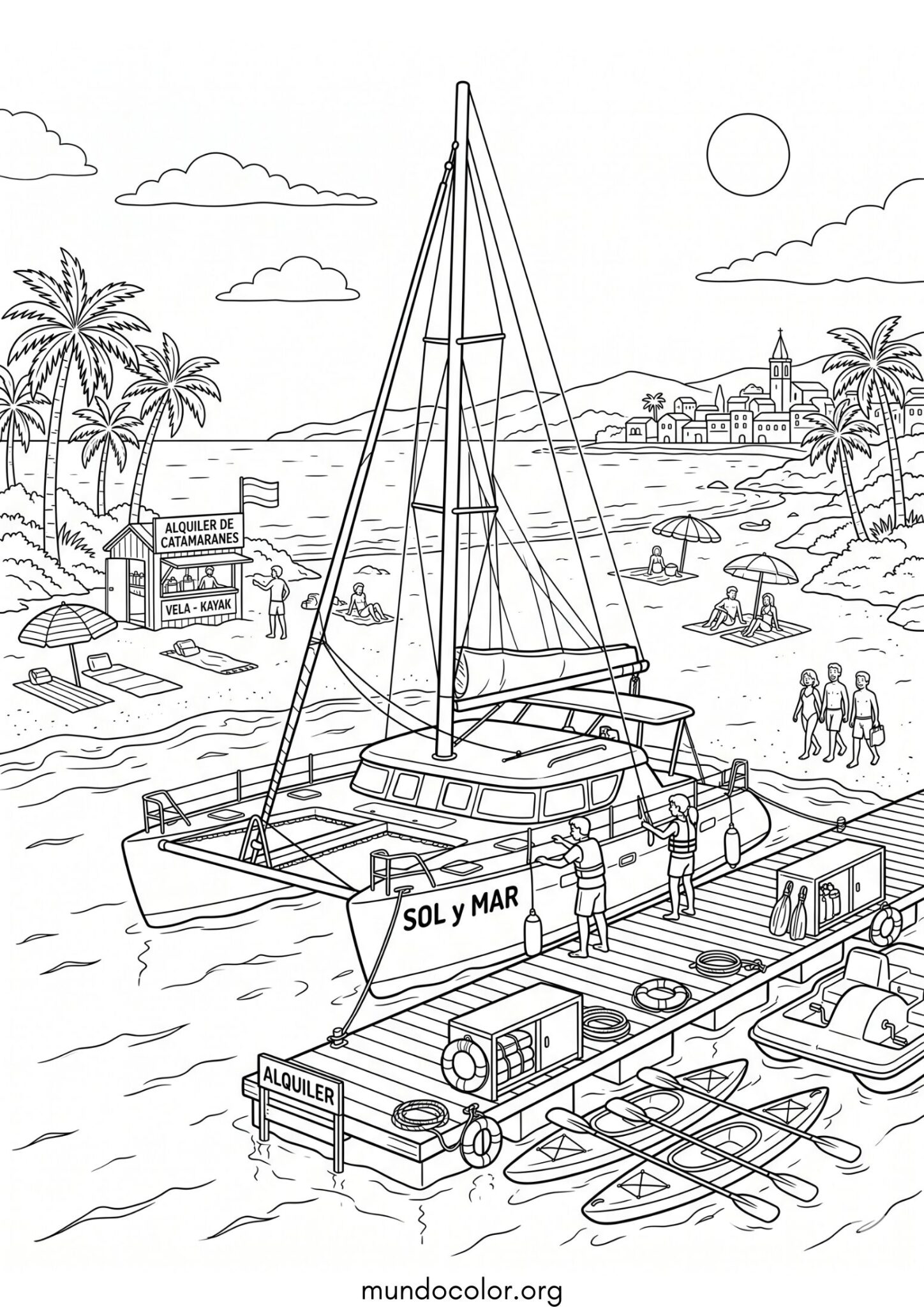 Dibujo de Catamarán para imprimir Dibujo de Catamarán para colorear