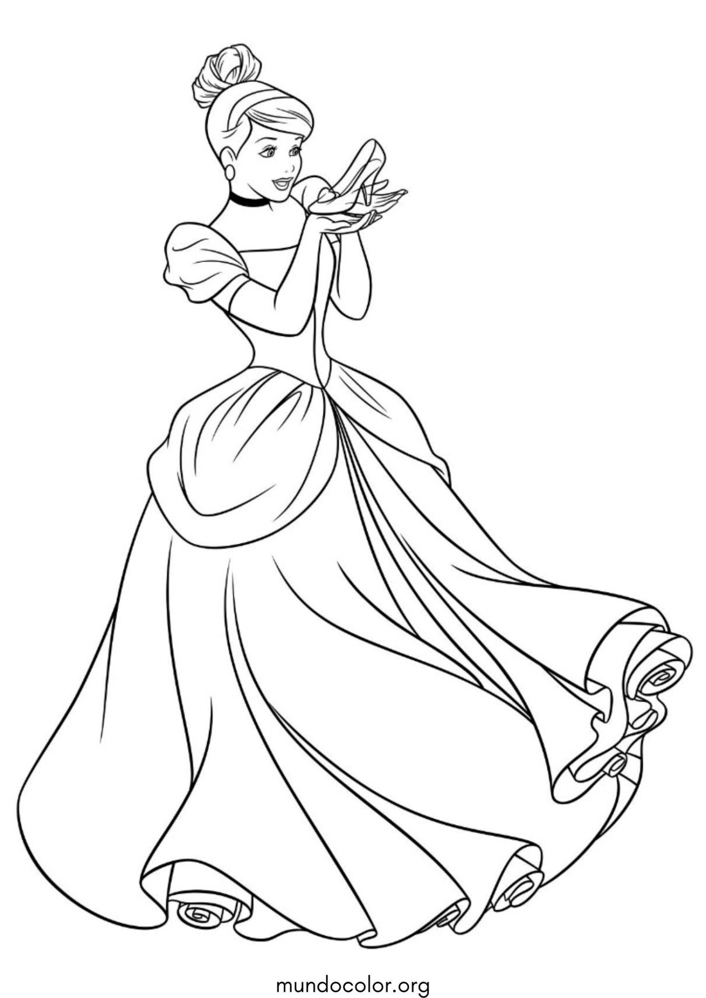 Dibujo de Cenicienta y el zapato de cristal para colorear