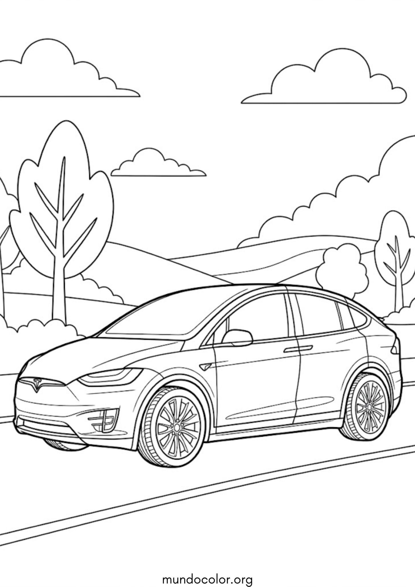 Dibujo de Coche eléctrico Tesla para colorear