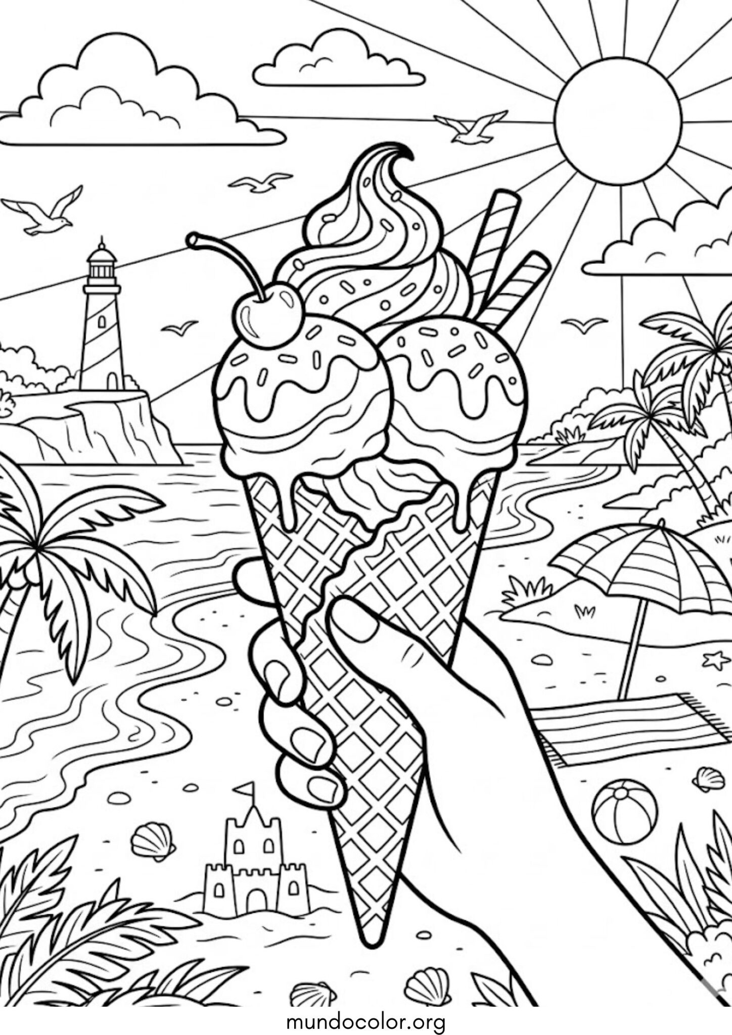 Dibujo de Cono de helado para imprimir Dibujo de Cono de helado para colorear