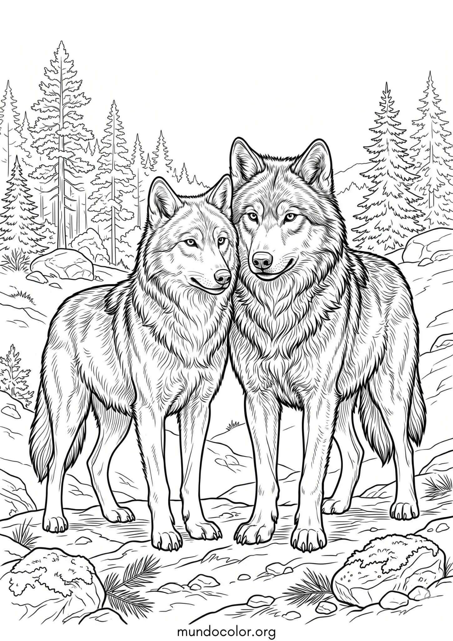 Dibujo de El lobo y la loba para colorear