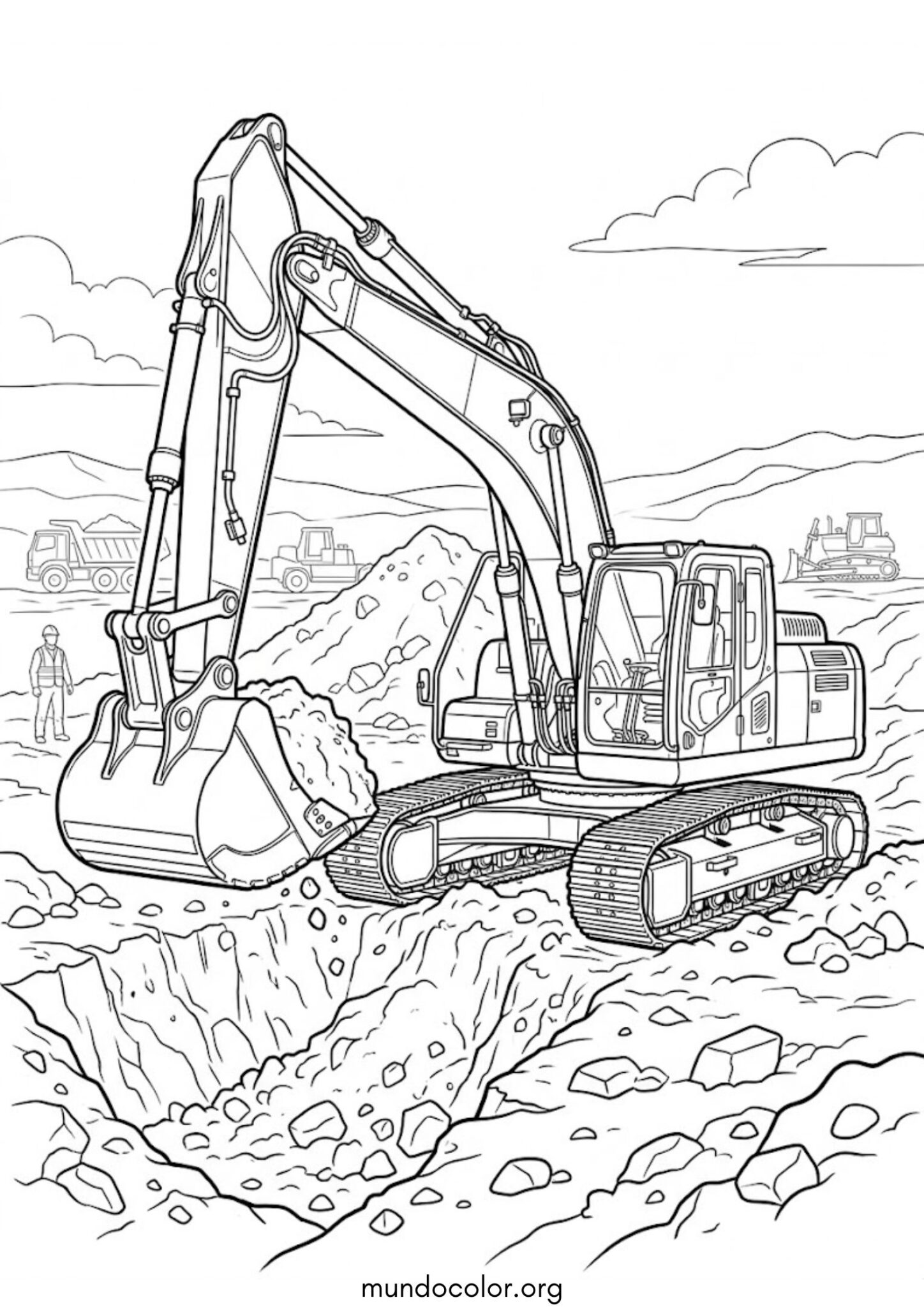 Dibujo de Excavadora de orugas para colorear