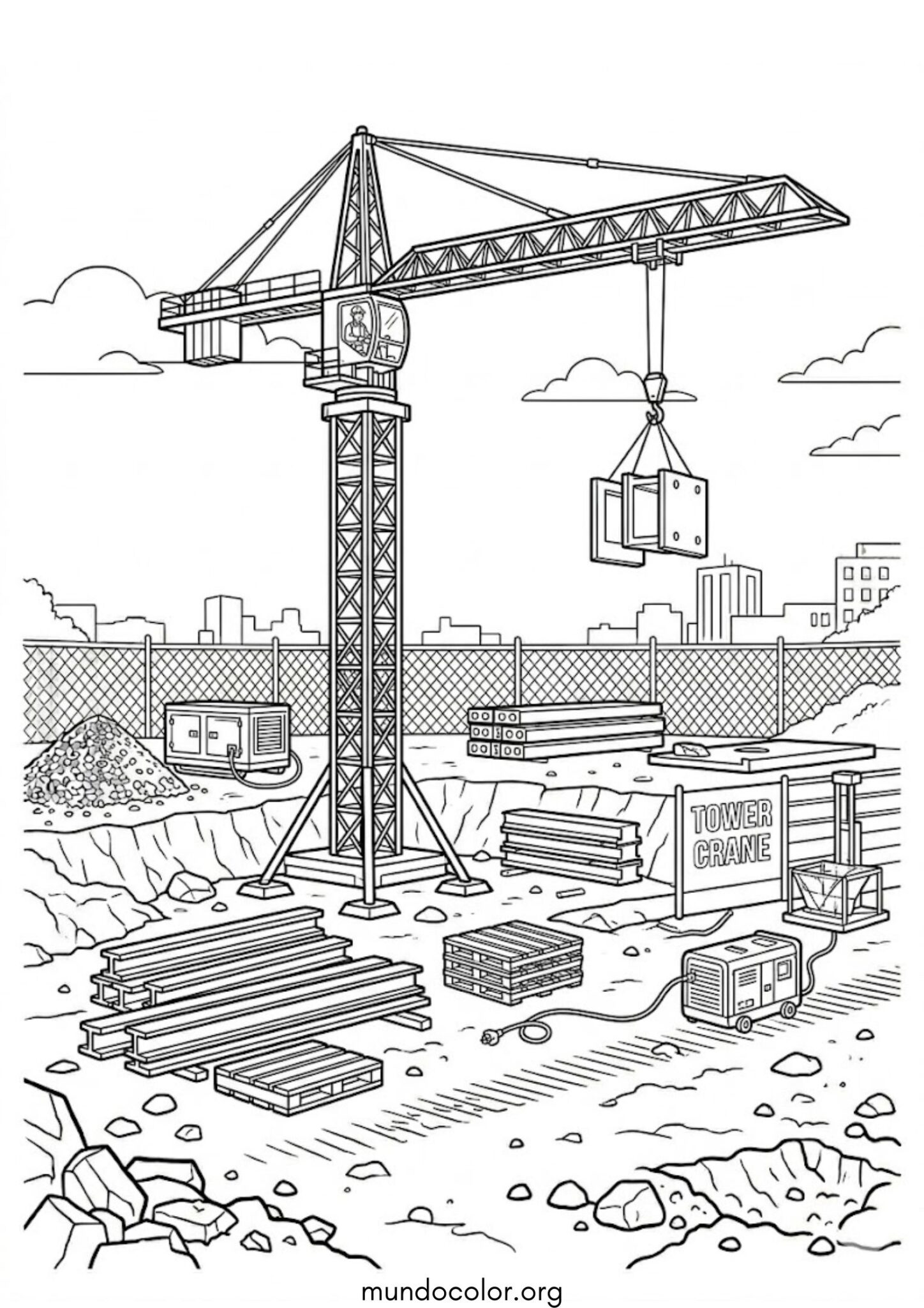 Dibujo de Grúa torre para colorear