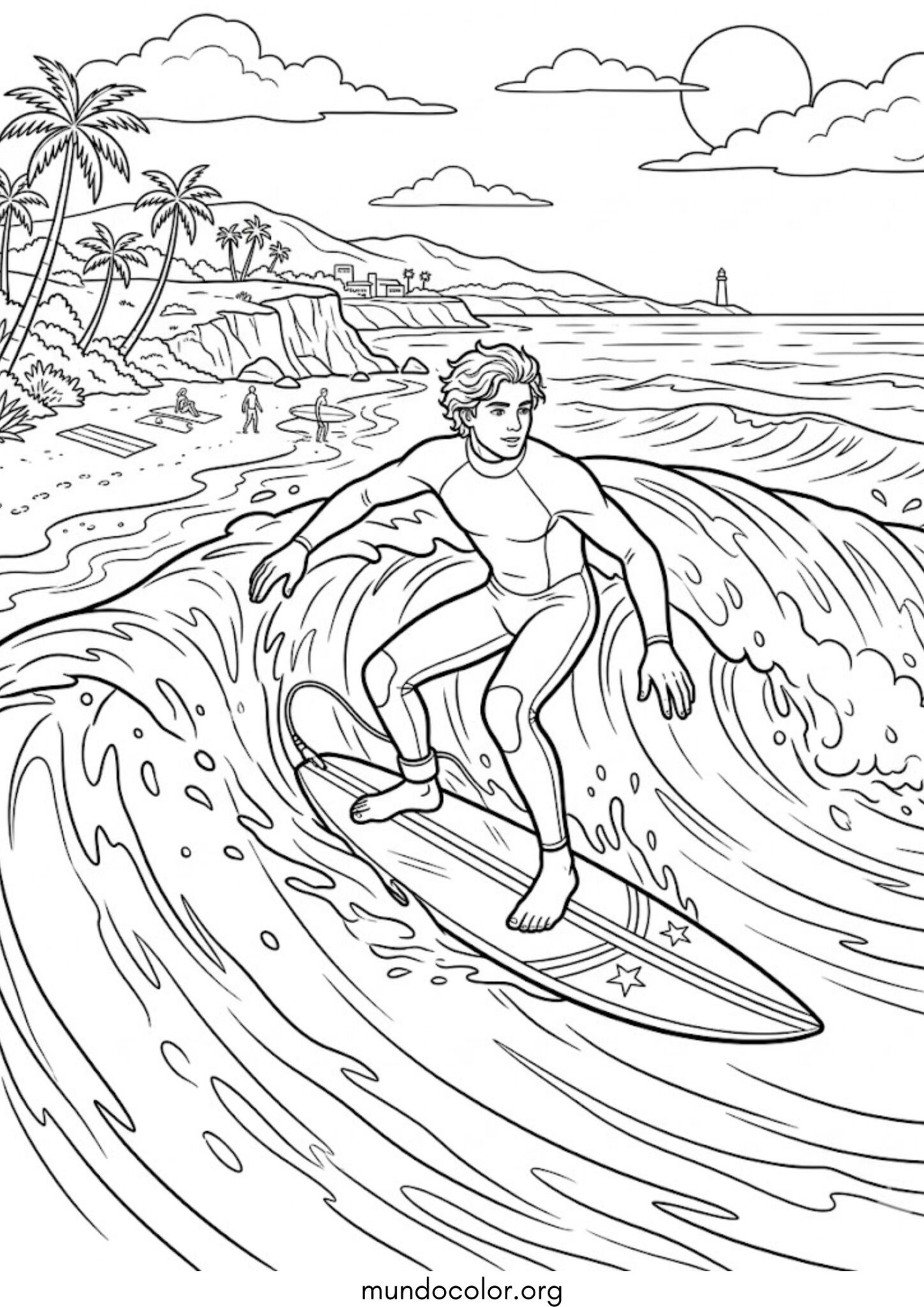 Dibujo de Haciendo surf para colorear