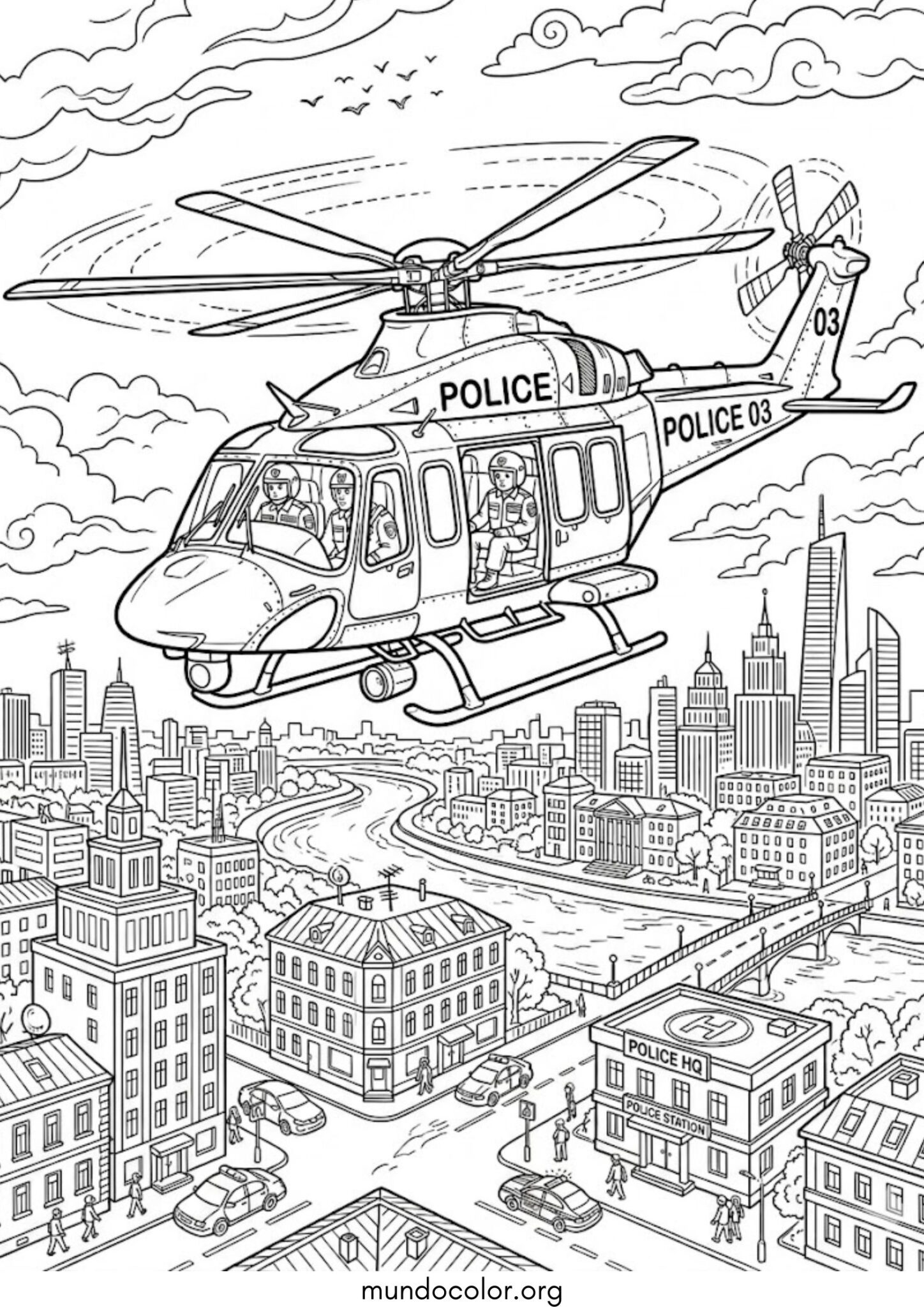 Dibujo de Helicóptero de policía para colorear