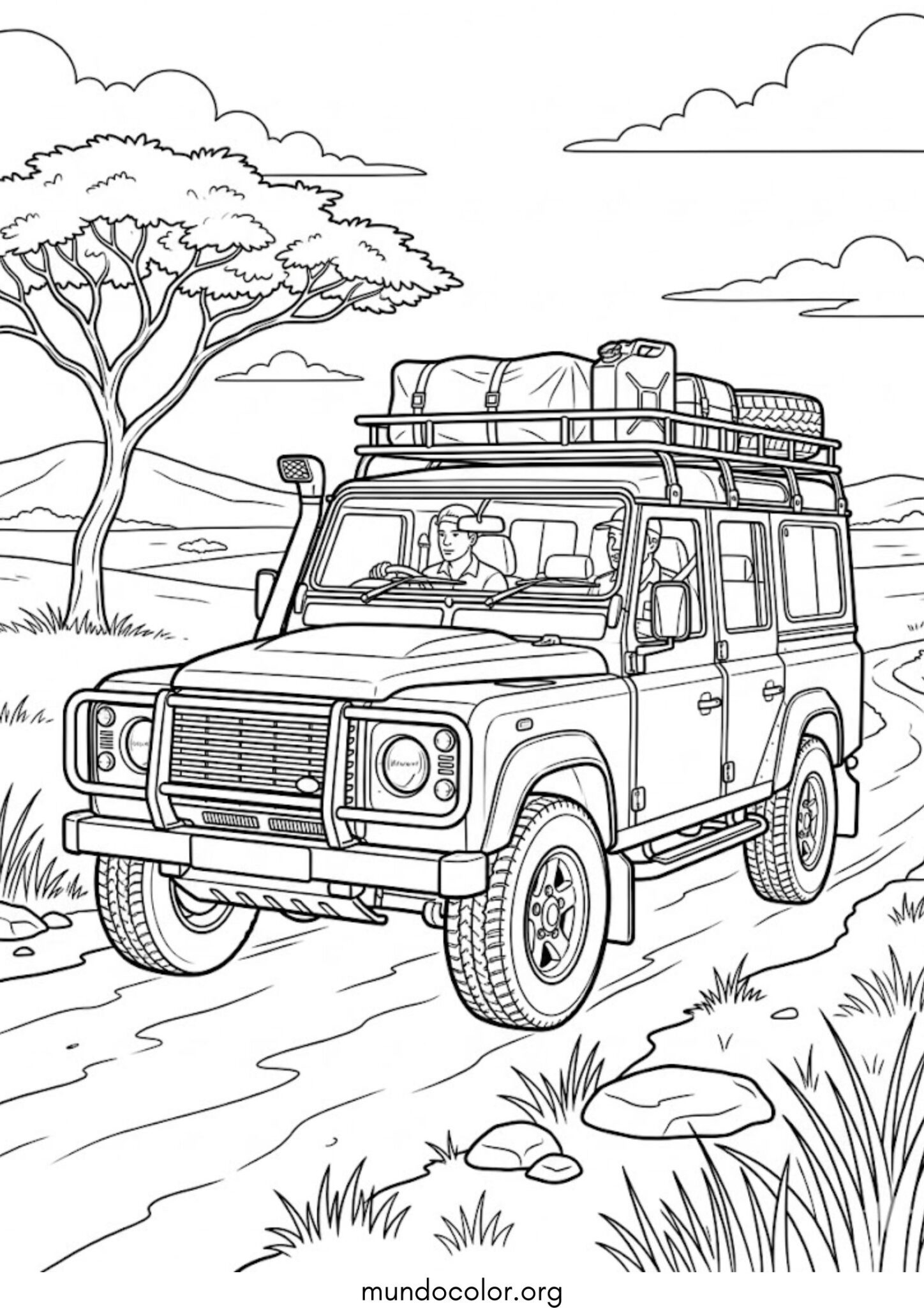 Dibujo de Jeep de safari para imprimir Dibujo de Jeep de safari para colorear