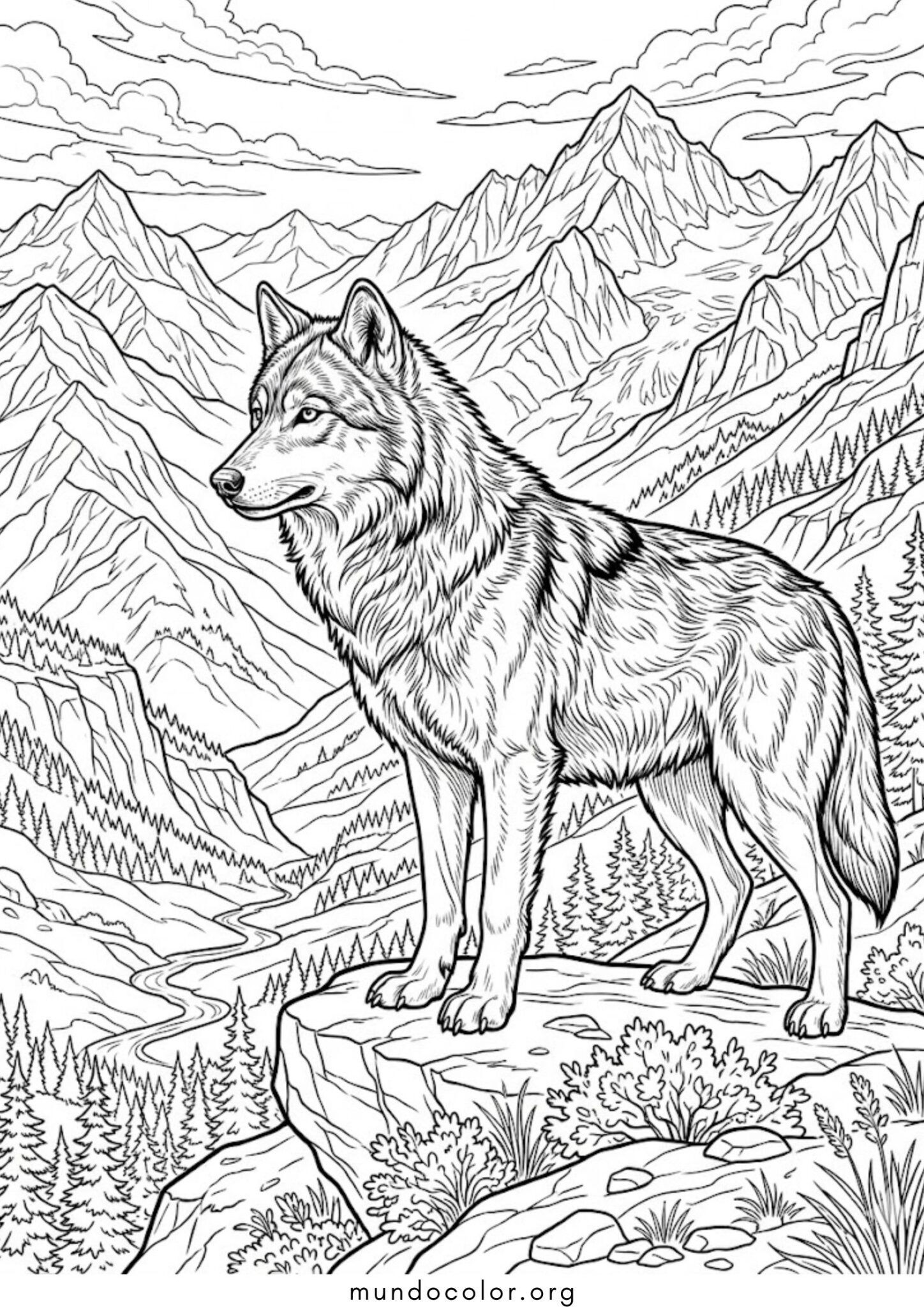 Dibujo de Lobo realista para imprimir Dibujo de Lobo realista para colorear