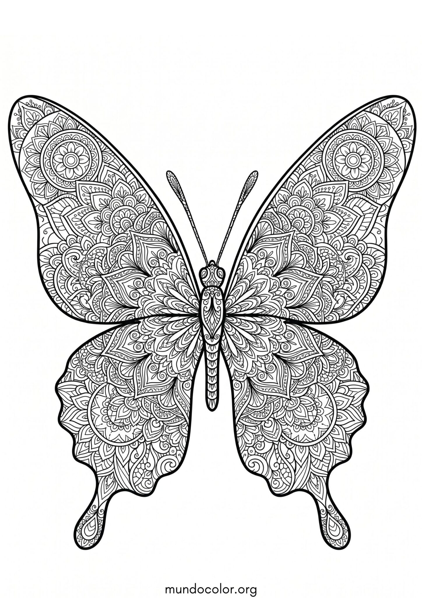 Dibujo de Mandala de mariposa para imprimir Dibujo de Mandala de mariposa para colorear