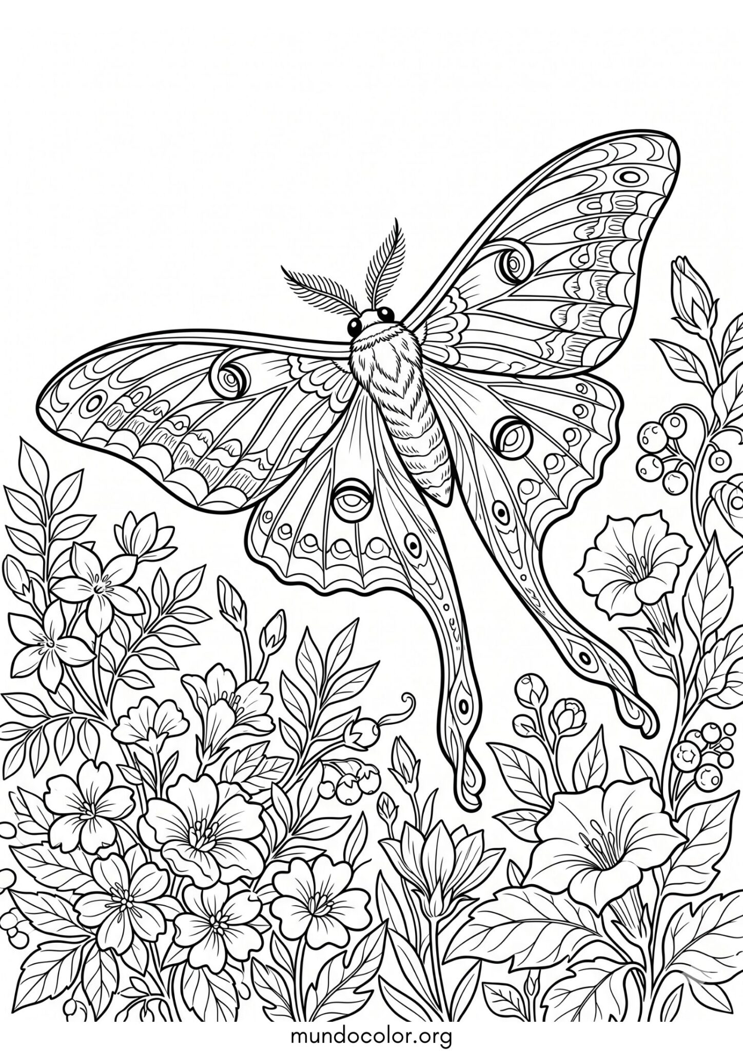 Dibujo de Mariposa nocturna para imprimir Dibujo de Mariposa nocturna para colorear