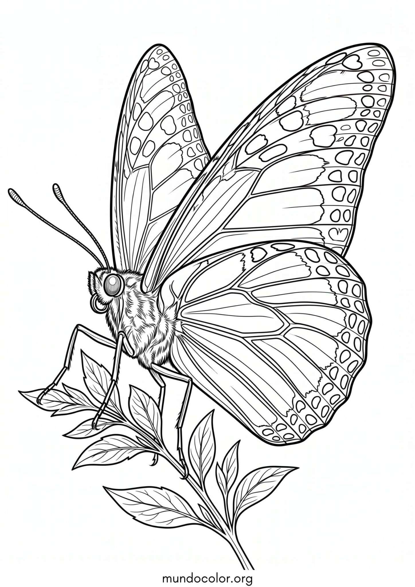 Dibujo de Mariposa realista para imprimir Dibujo de Mariposa realista para colorear